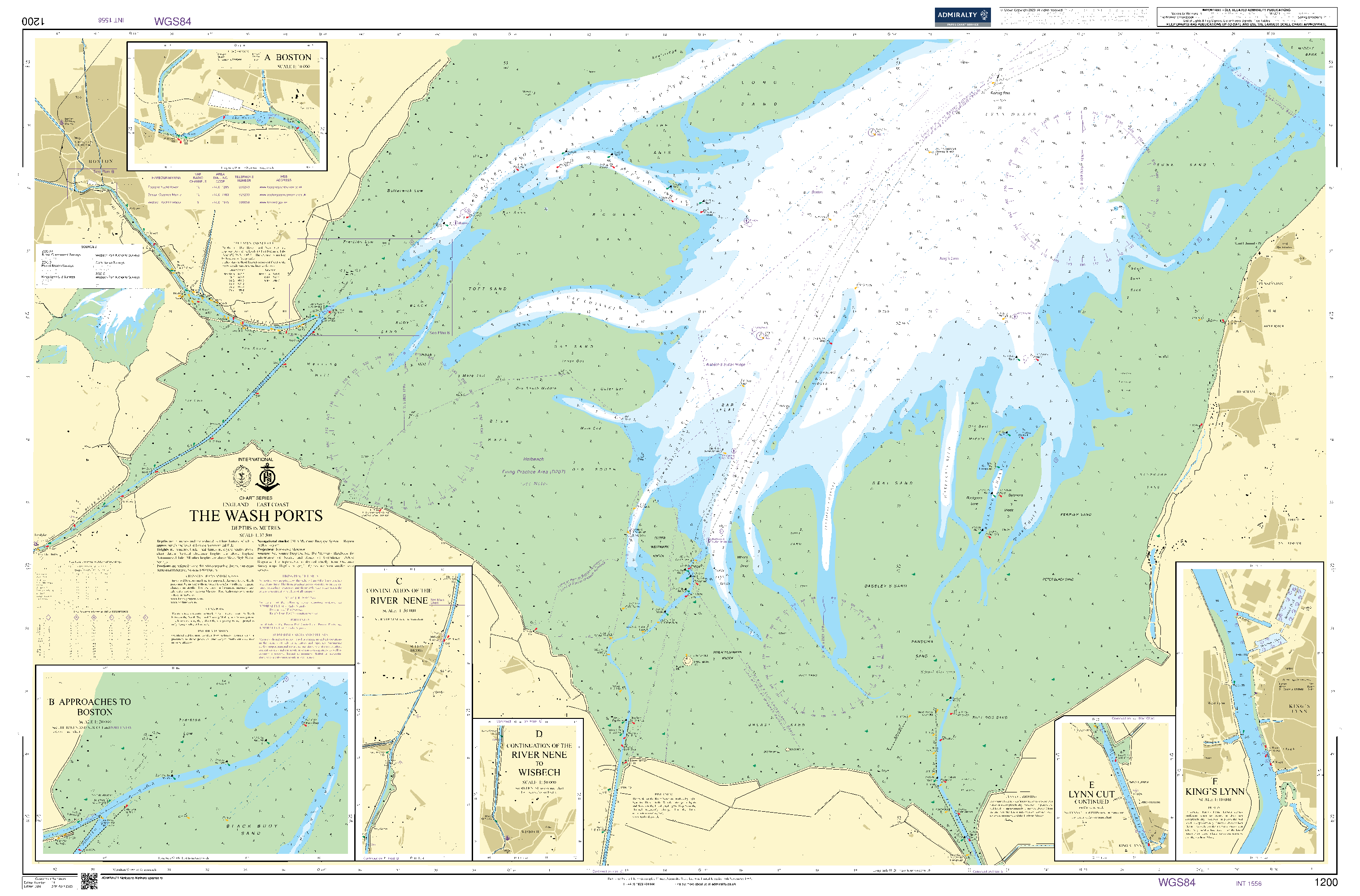 British Admiralty Nautical Chart 1200: England – East Coast, The Wash Ports