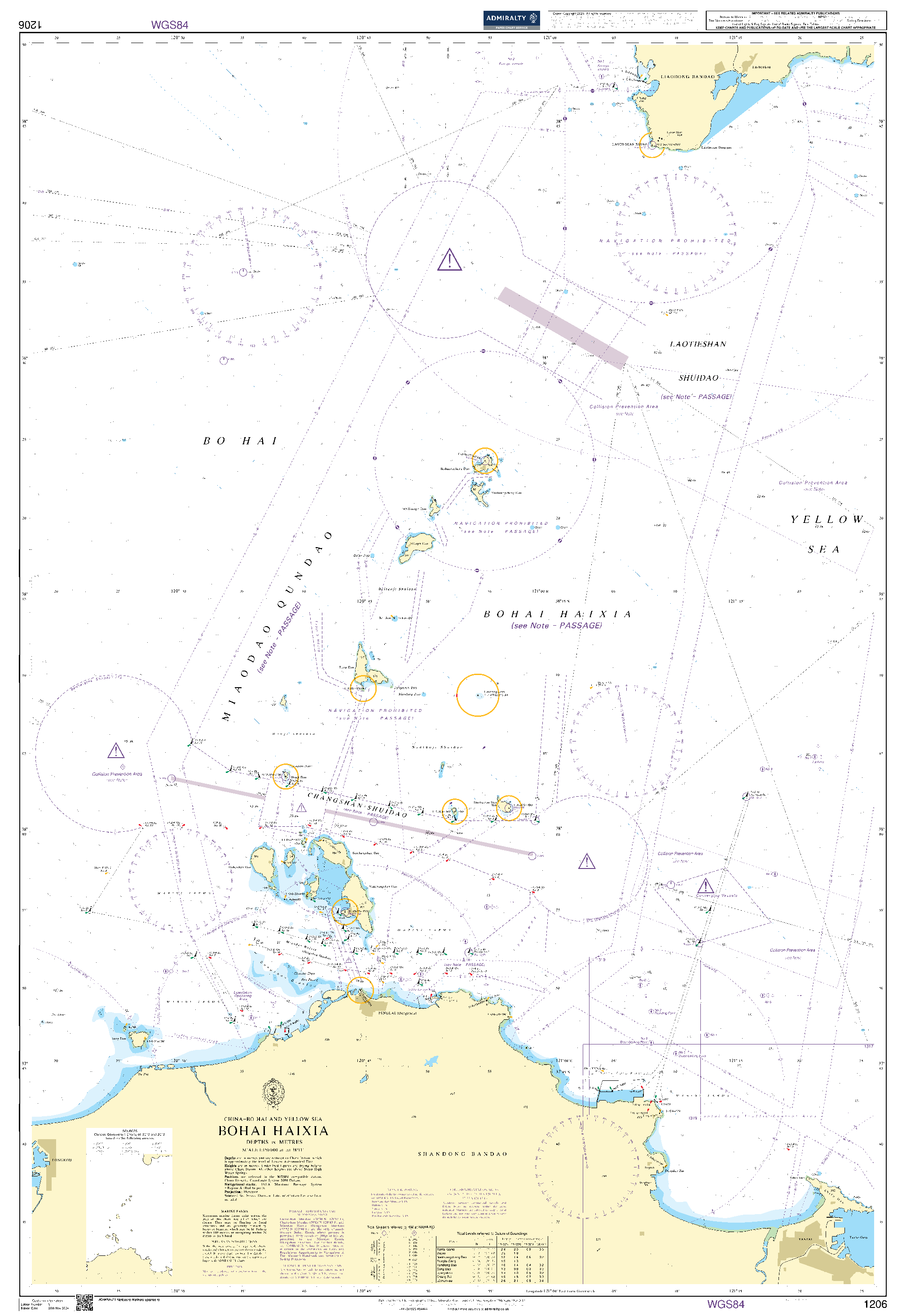 British Admiralty Nautical Chart 1206: Bohai Haixia