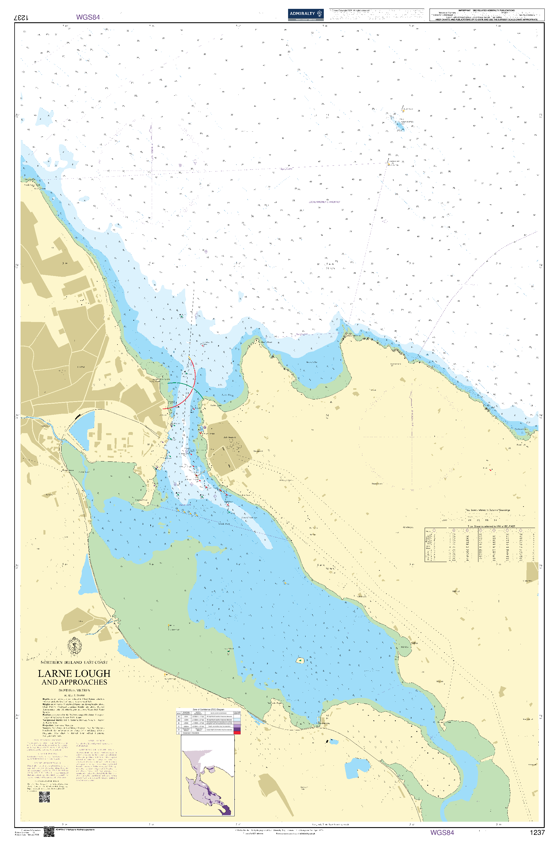 British Admiralty Nautical Chart 1237: Larne Lough and Approaches