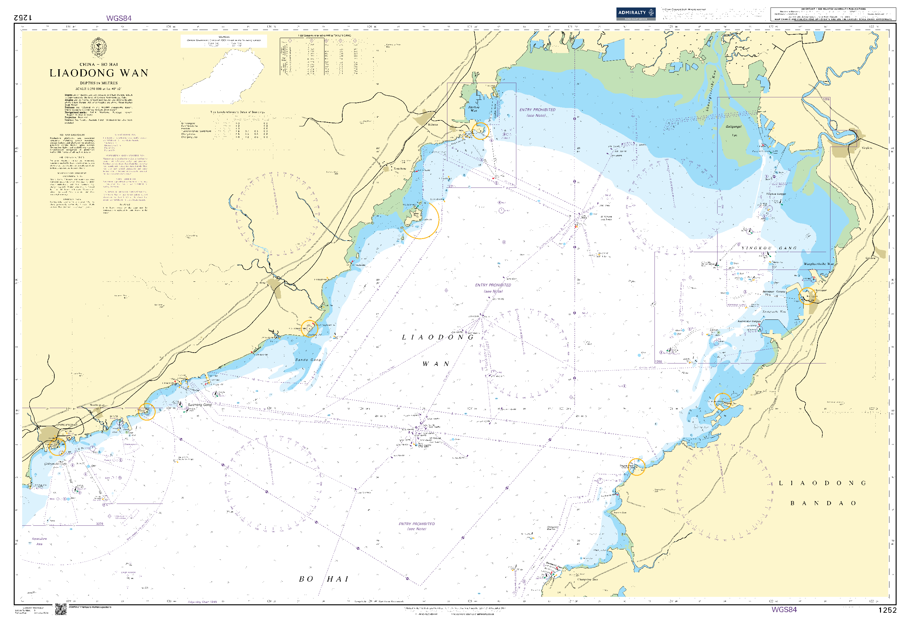 British Admiralty Nautical Chart 1252: Liaodong Wan