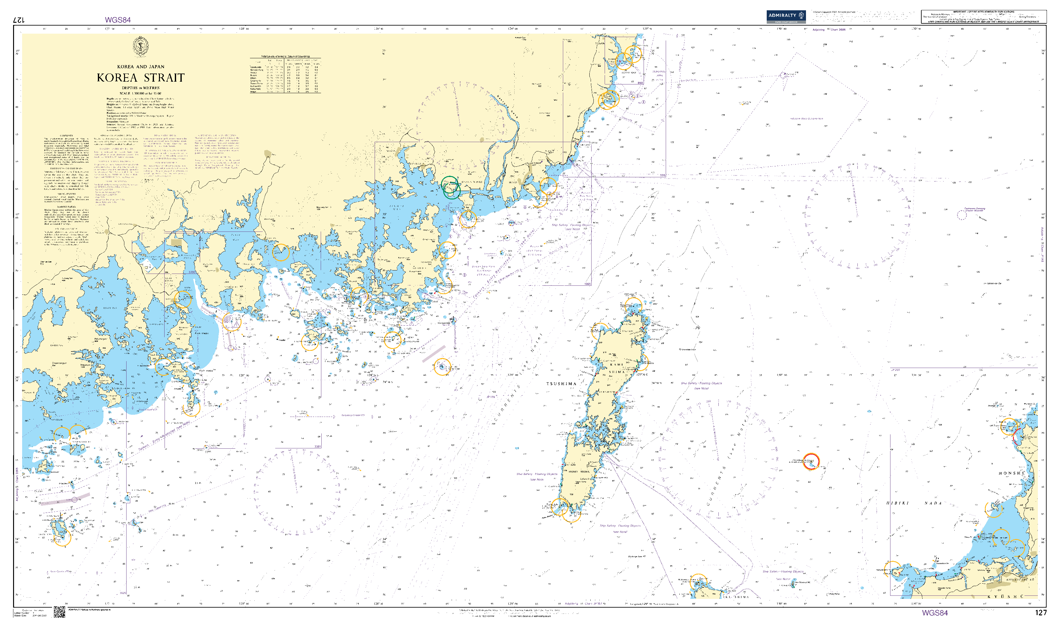 British Admiralty Nautical Chart 127: Korea and Japan, Korea Strait