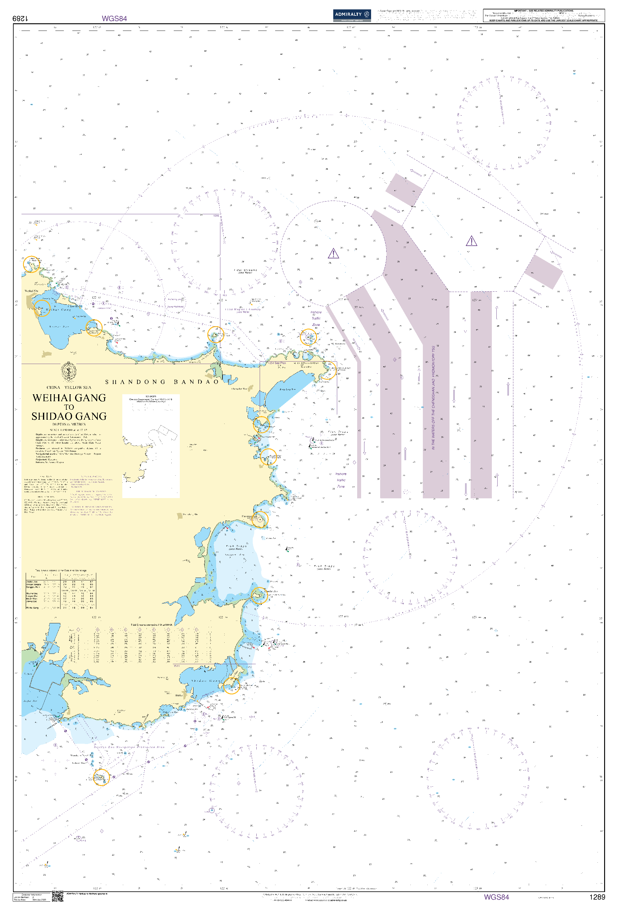 British Admiralty Nautical Chart 1289: China - Weihai Gang to Shidao Gang