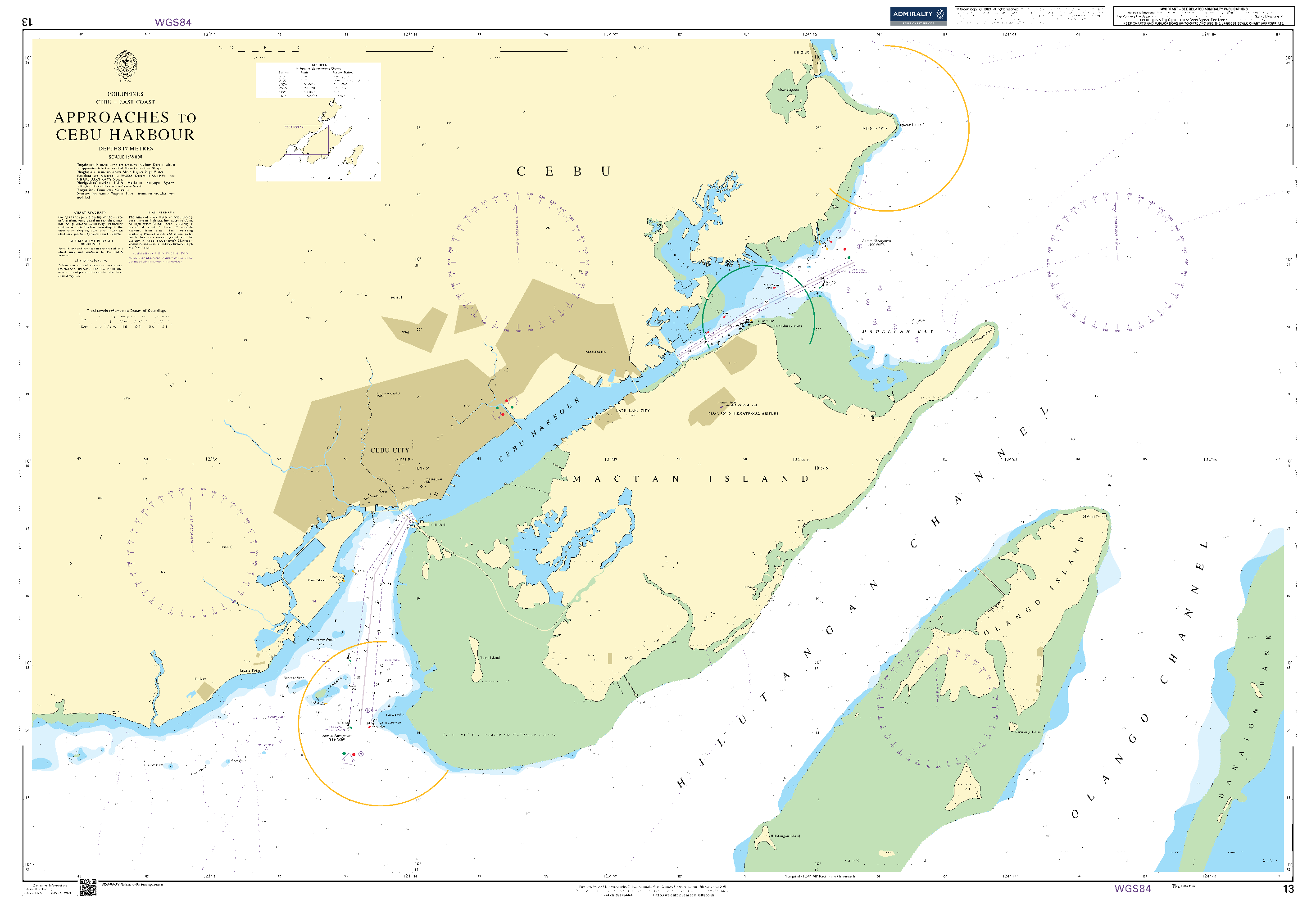 British Admiralty Nautical Chart 13: Approaches to Cebu Harbour