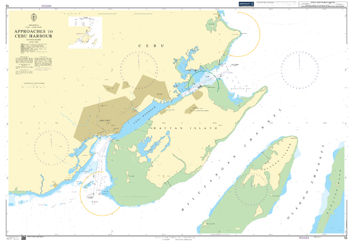 British Admiralty Nautical Chart 13: Approaches to Cebu Harbour