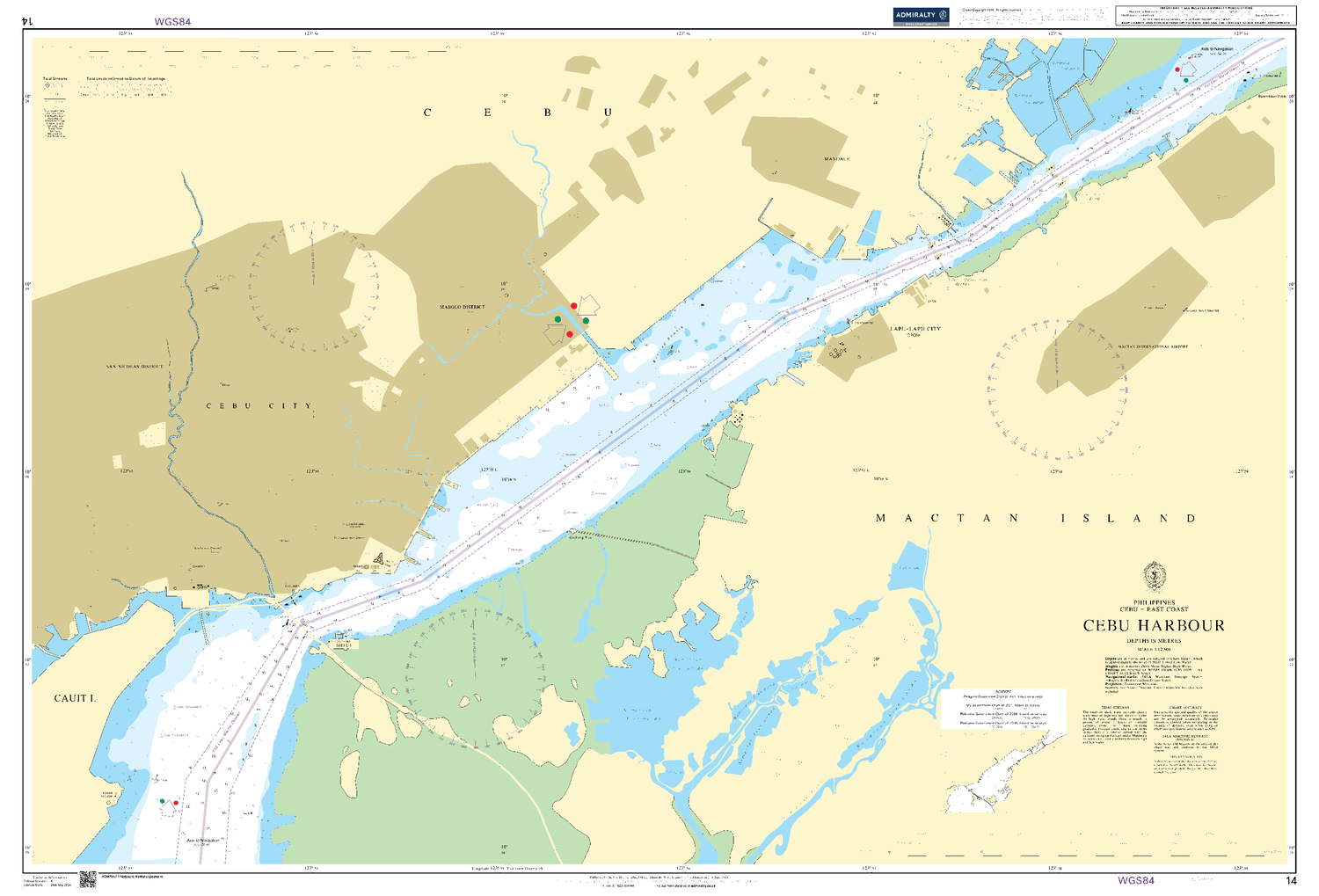 British Admiralty Nautical Chart 14: Cebu Harbour - Amnautical