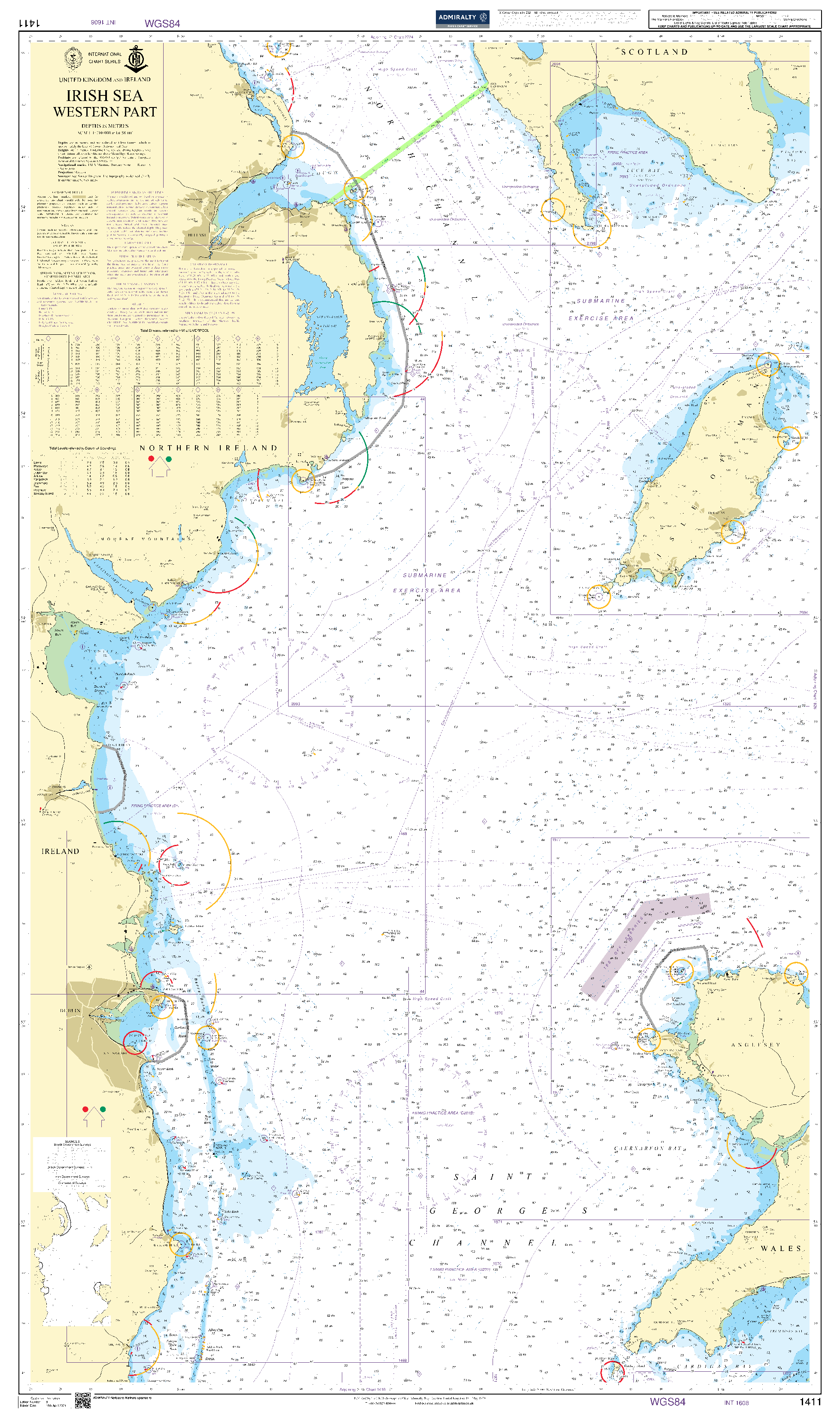 British Admiralty Nautical Chart  1411: British Isles, Irish Sea, Western Part