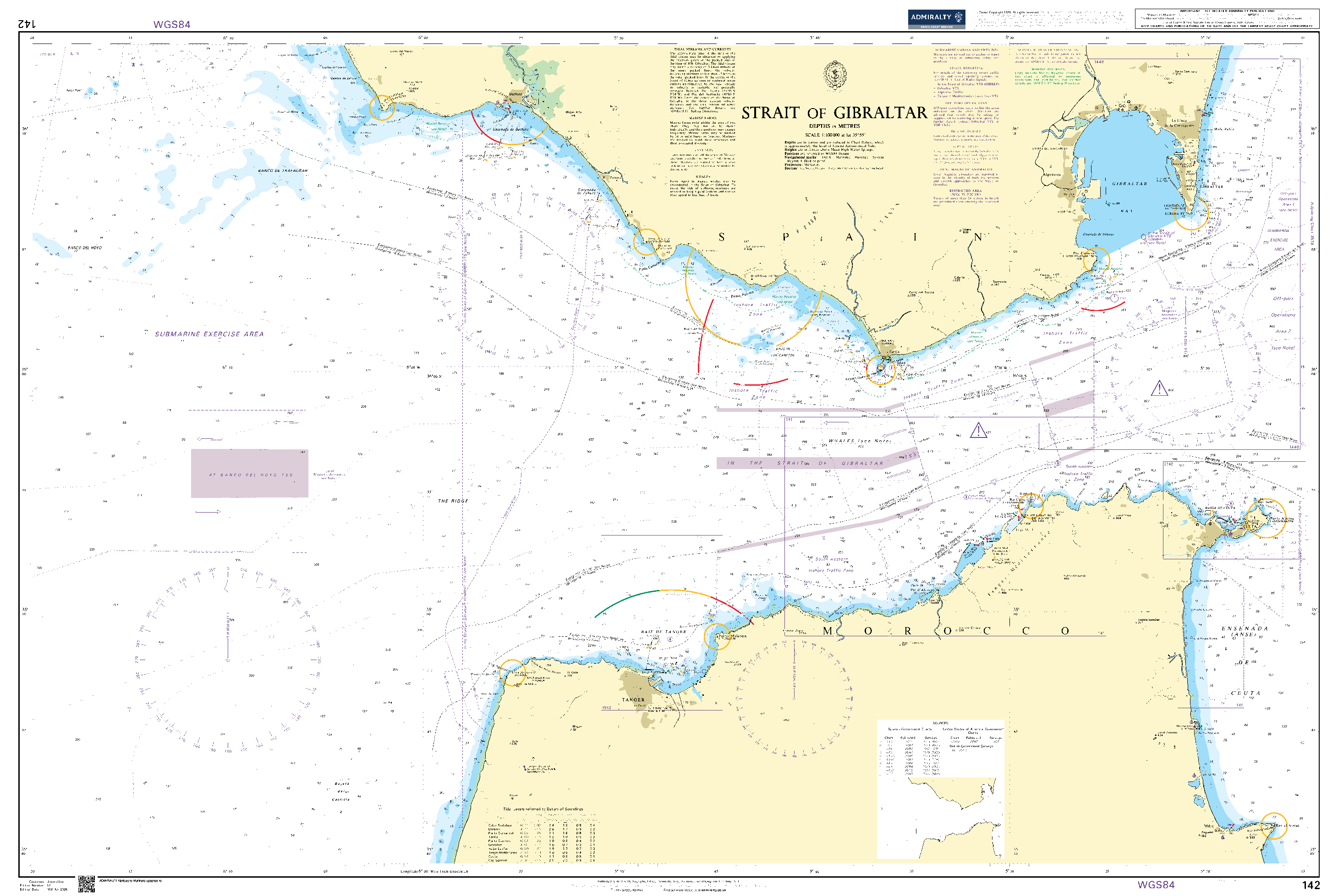 British Admiralty Nautical Chart 142: Strait of Gibraltar