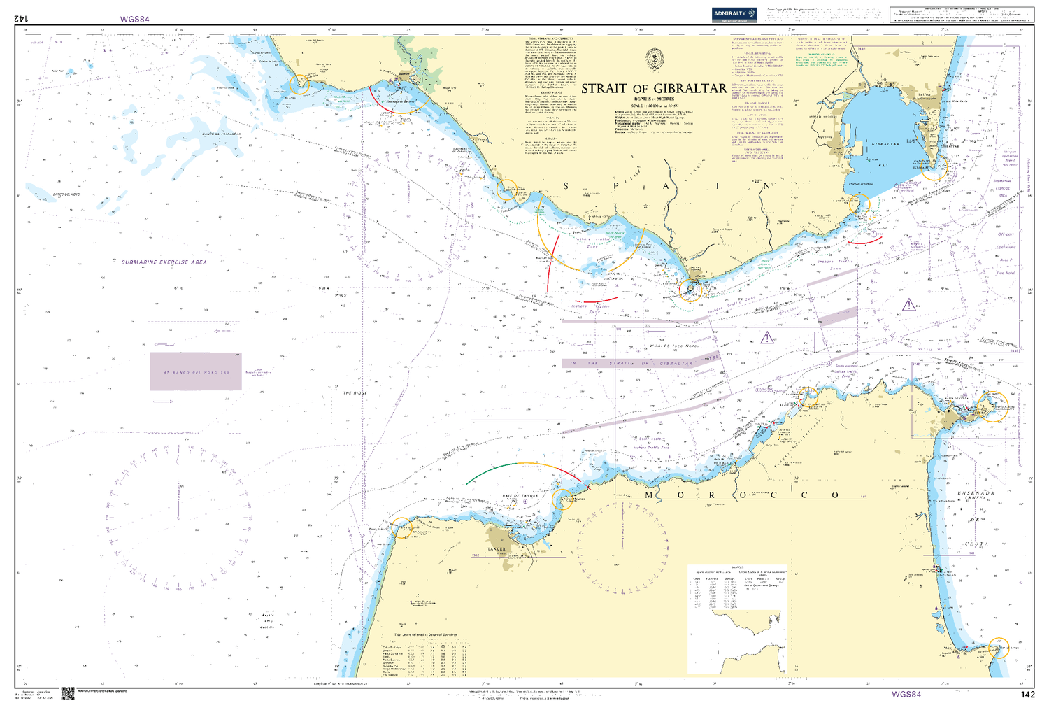 British Admiralty Nautical Chart 142: Strait of Gibraltar - Amnautical
