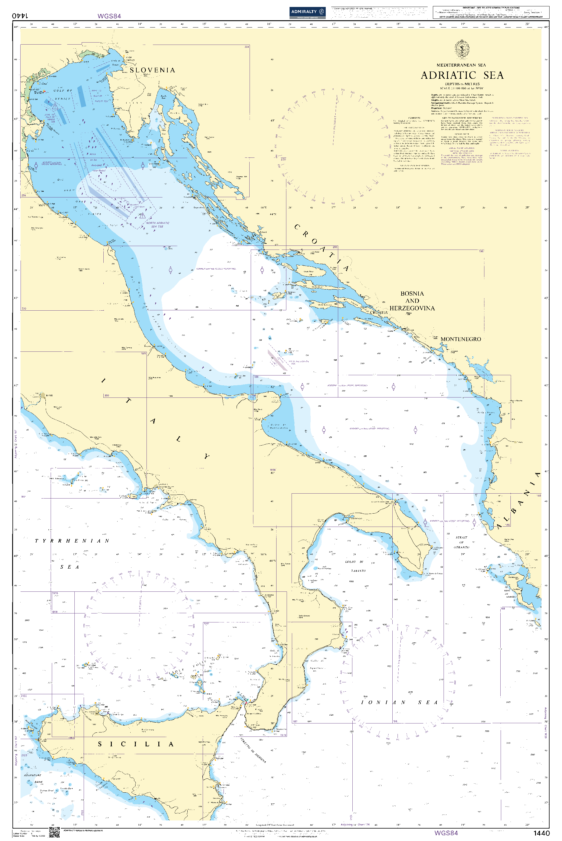 British Admiralty Nautical Chart 1440: Adriatic Sea