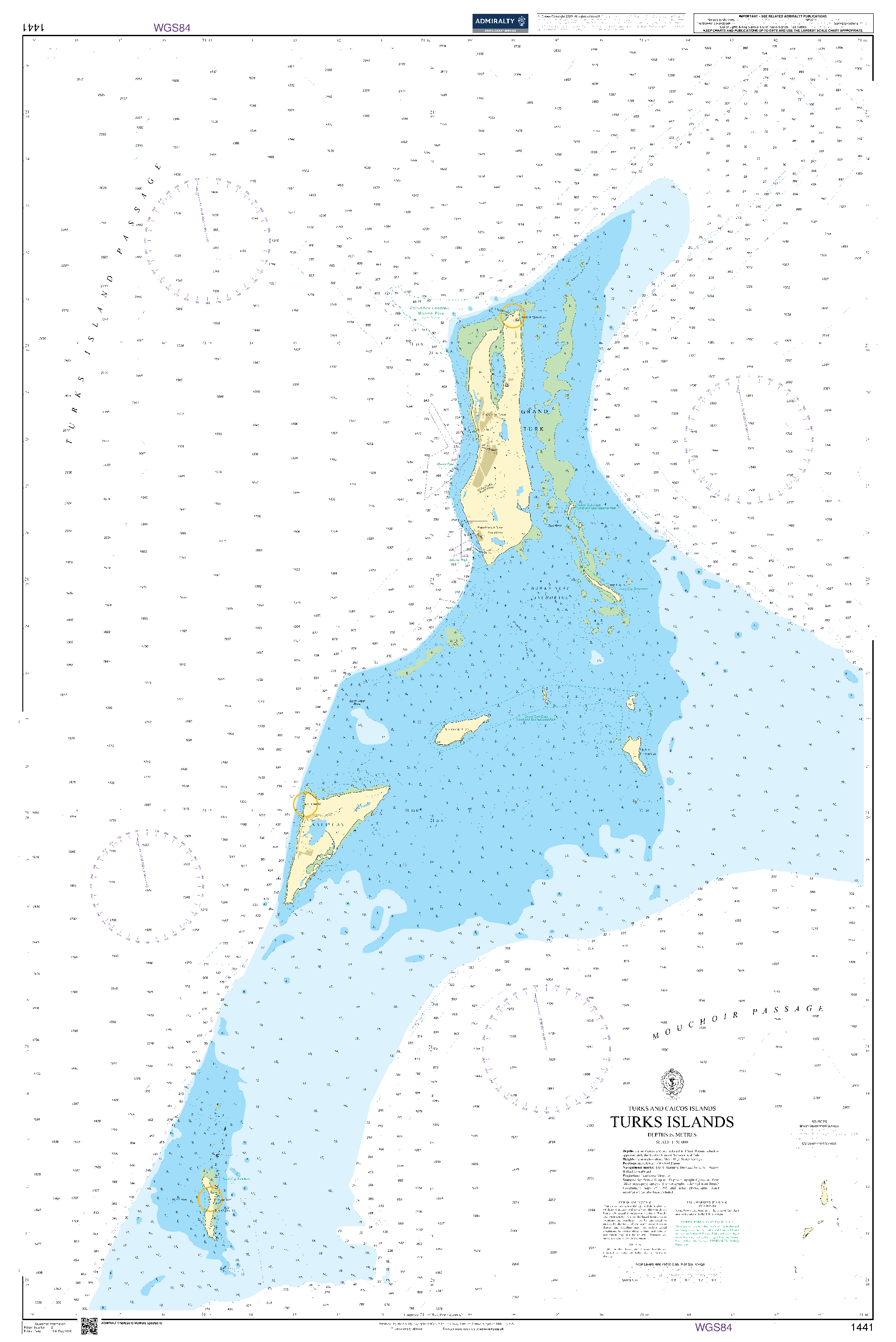 British Admiralty Nautical Chart 1441: Turks Islands