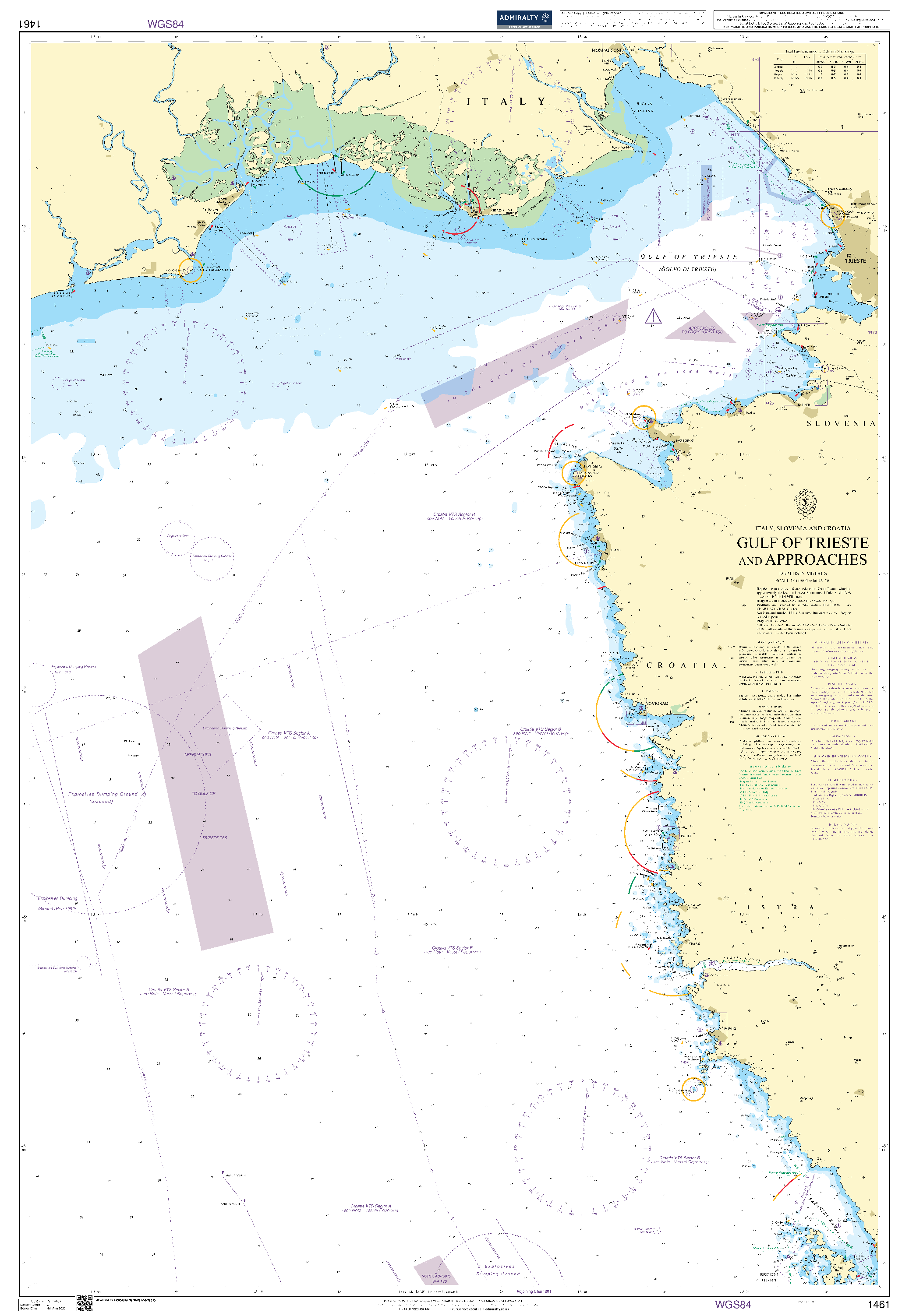 British Admiralty Nautical Chart 1461: Gulf of Trieste and Approaches