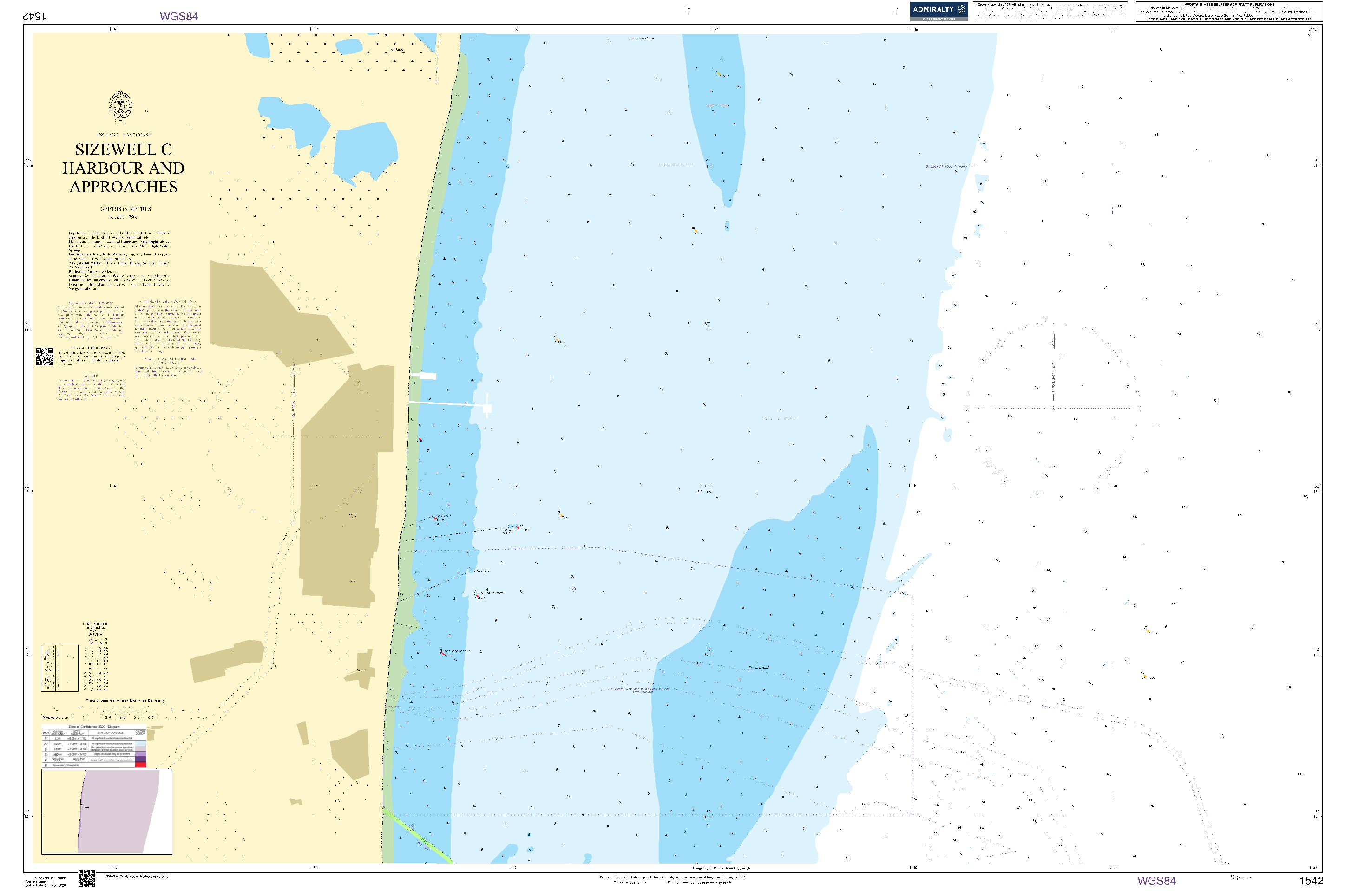 British Admiralty Nautical Chart 1542: Sizewell C Harbour and Approaches