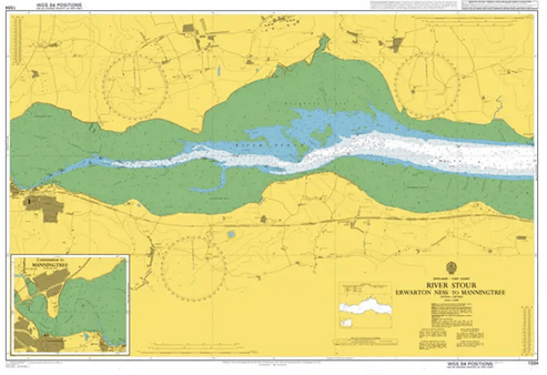 British Admiralty Nautical Chart 1594: River Stour Erwarton Ness to Manningtree