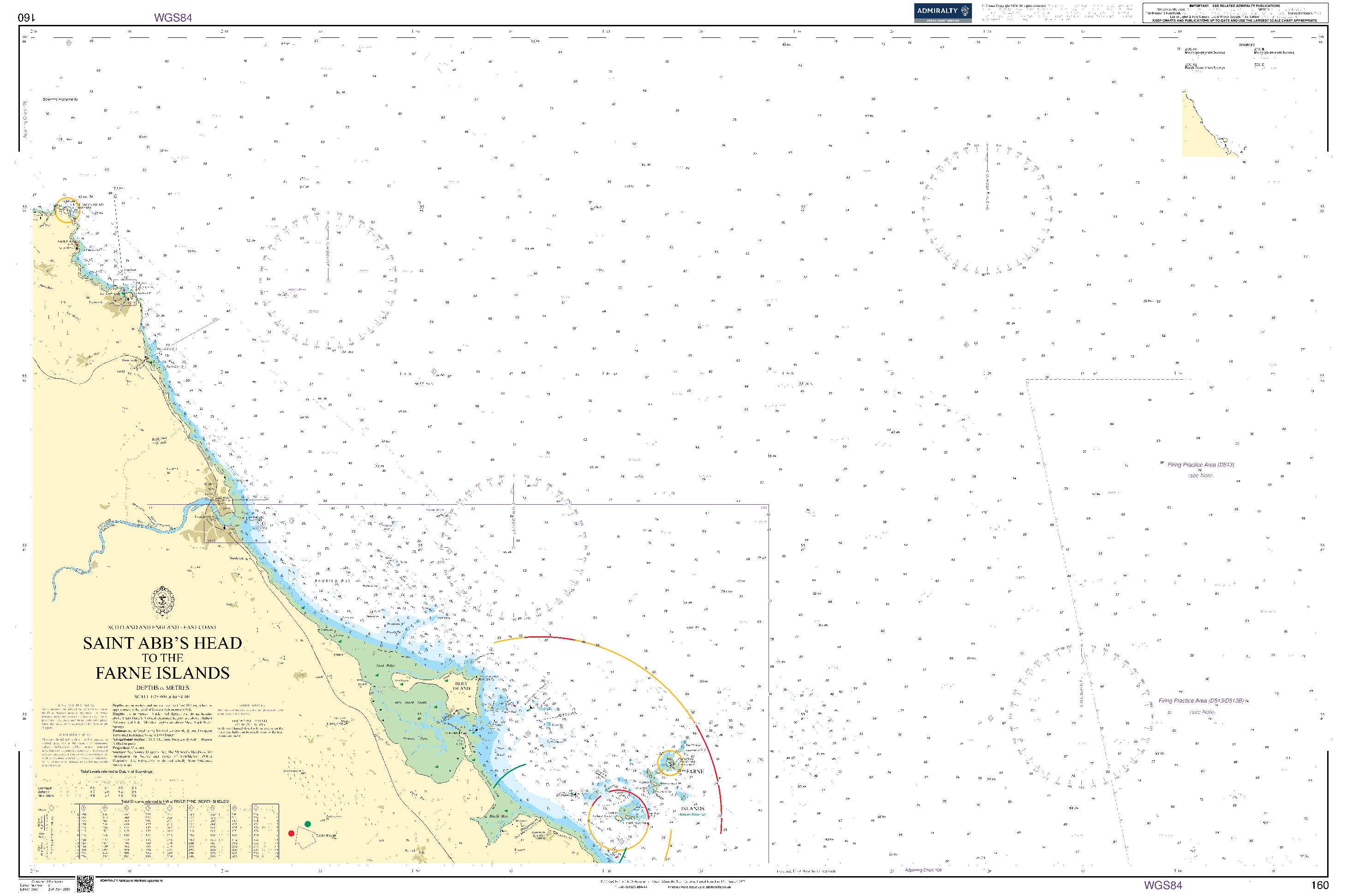 British Admiralty Nautical Chart 160: Saint Abb's Head to the Farne Islands
