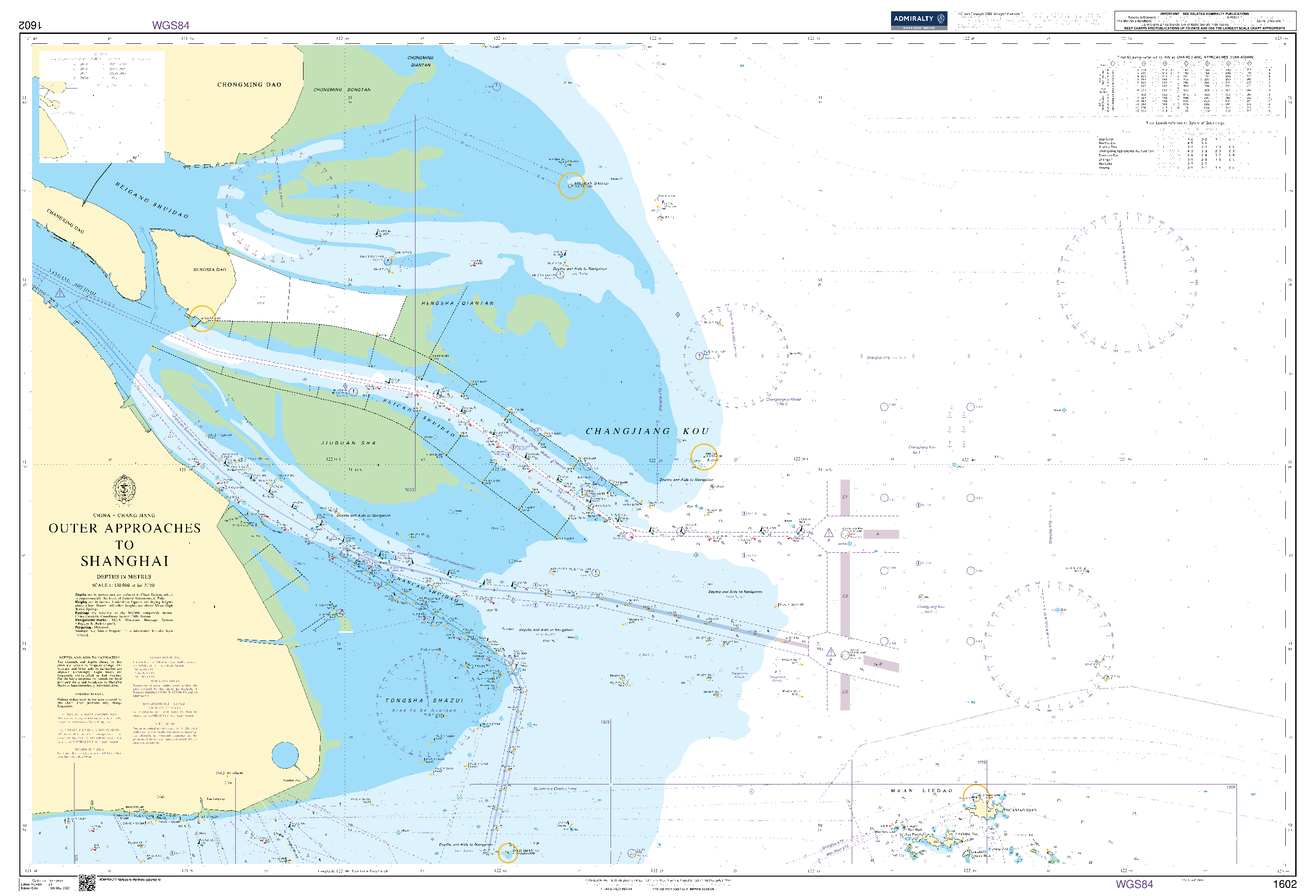 British Admiralty Nautical Chart 1602: China - Chang Jiang, Outer Approaches to Shanghai