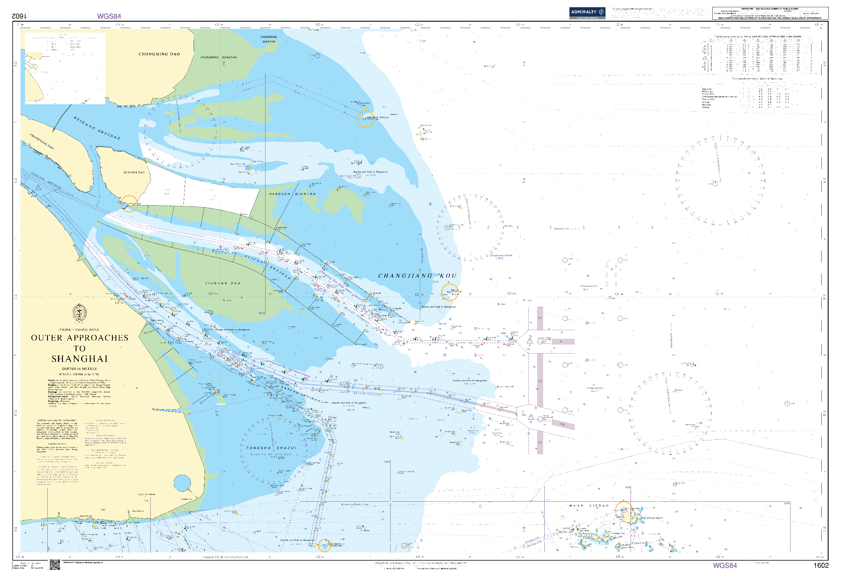 British Admiralty Nautical Chart 1602: China - Chang Jiang, Outer Approaches to Shanghai