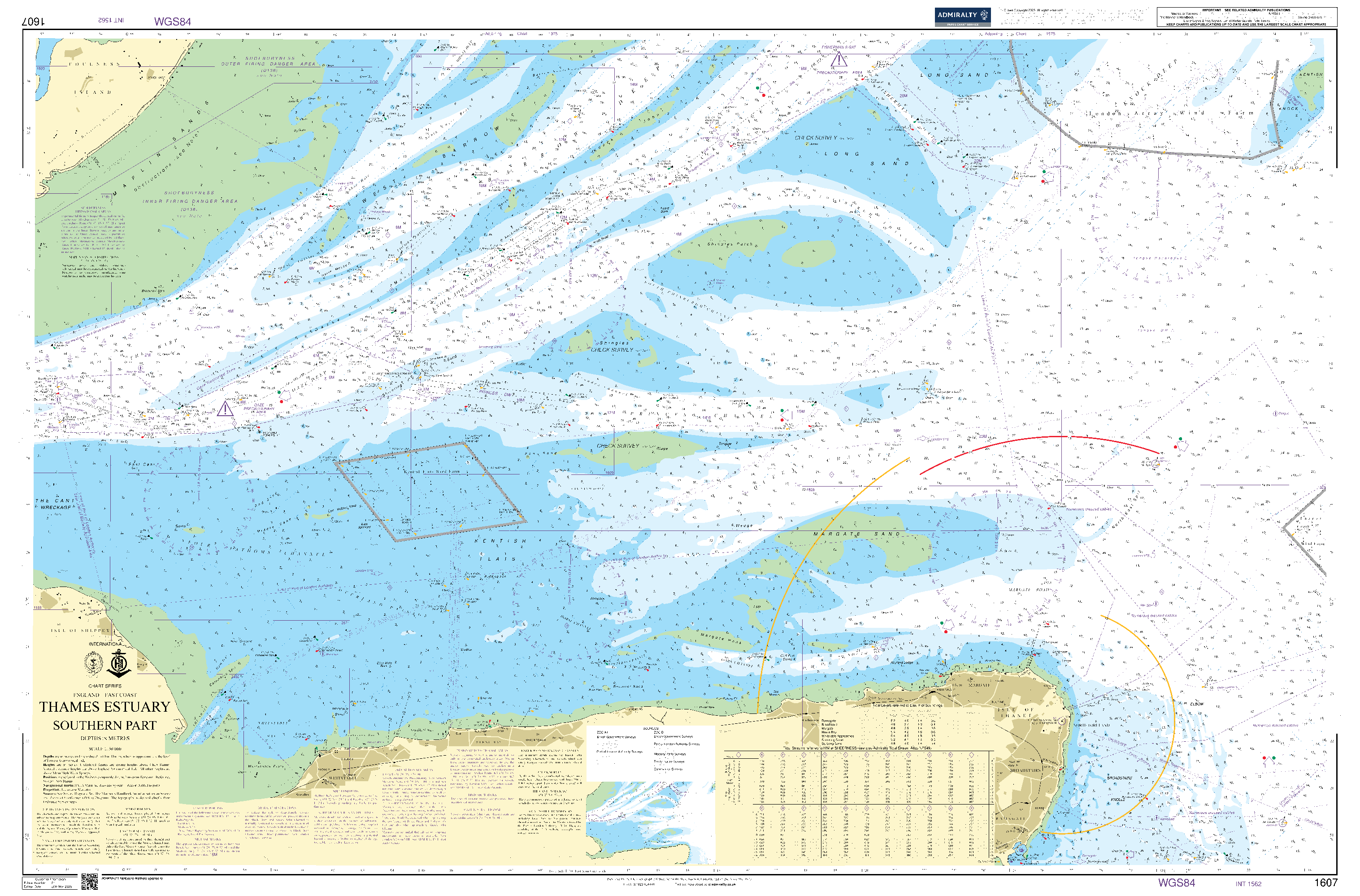 British Admiralty Nautical Chart 1607: England – East Coast, Thames Estuary, Southern Part