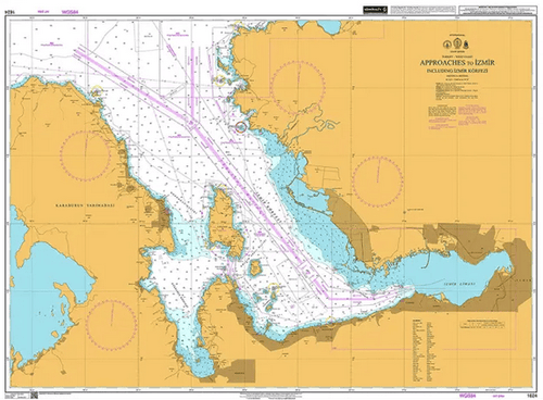 British Admiralty Nautical Chart 1624: Approaches to Izmir Including I ...