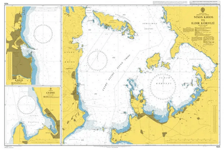British Admiralty Nautical Chart 1625: Nisos Chios to Ildir Korfezi