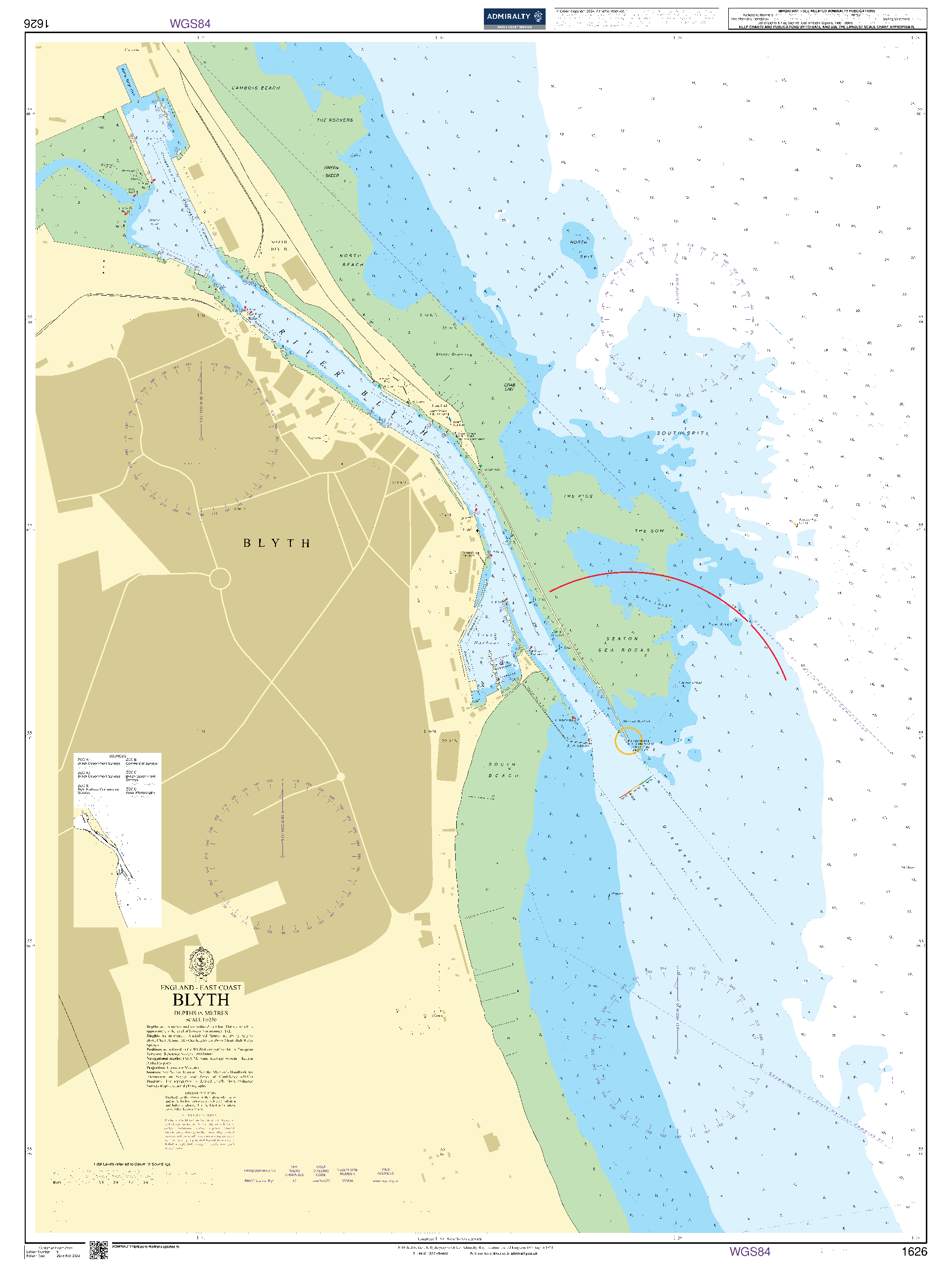British Admiralty Nautical Chart 1626: Blyth