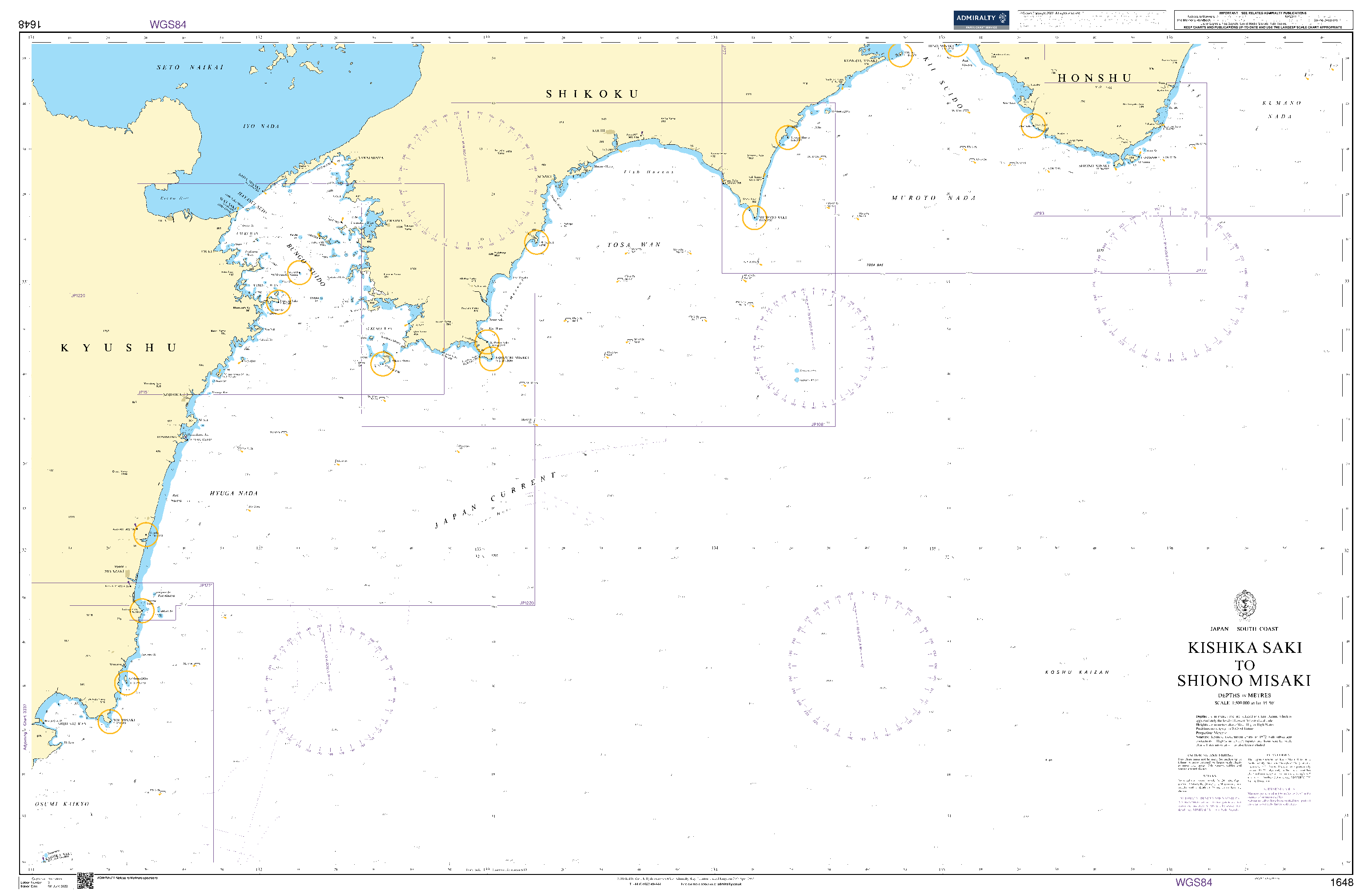 British Admiralty Nautical Chart 1648: Kishika Saki to Shiono Misaki