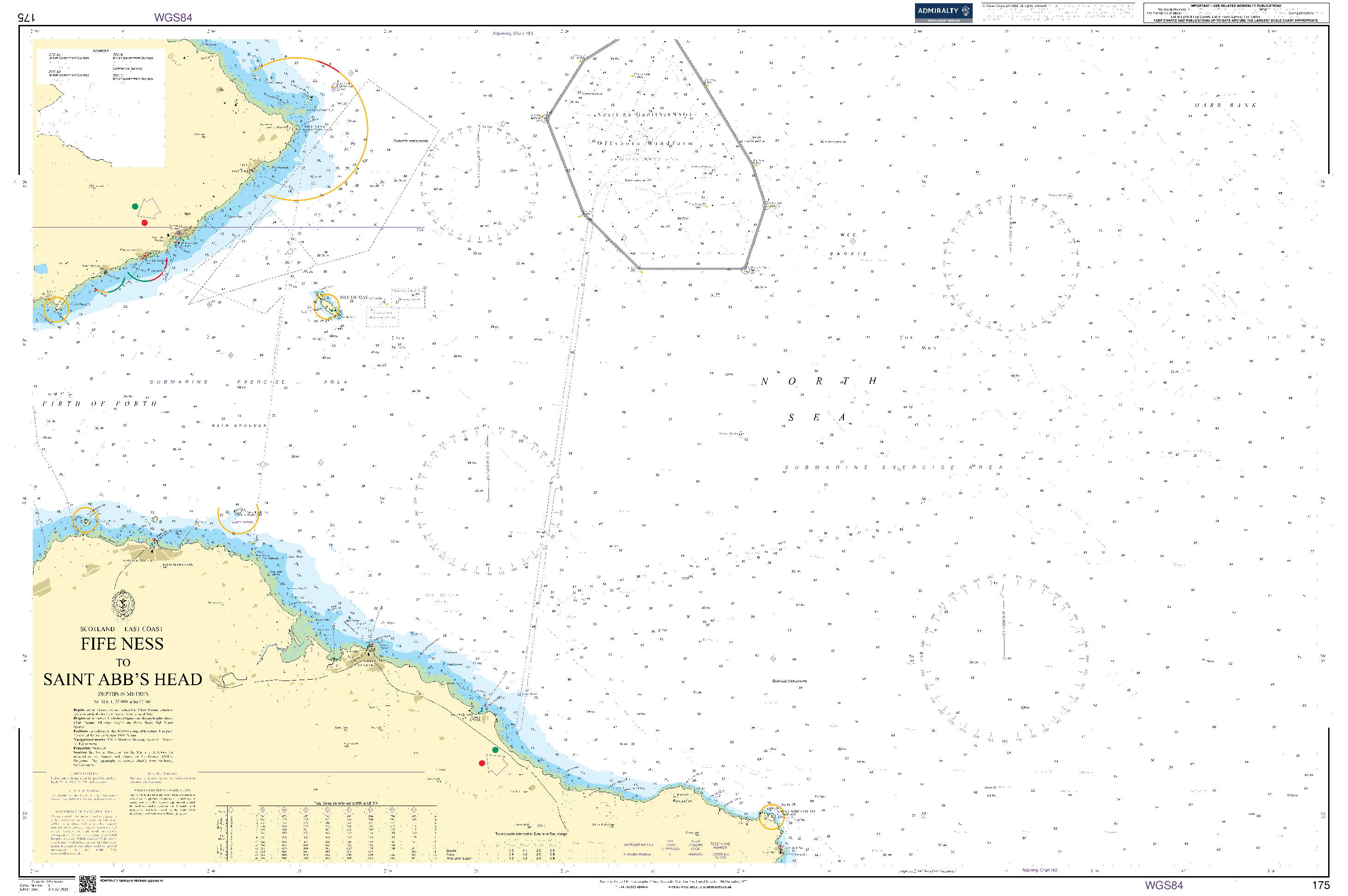 British Admiralty Nautical Chart 175: Fife Ness to Saint Abb's Head