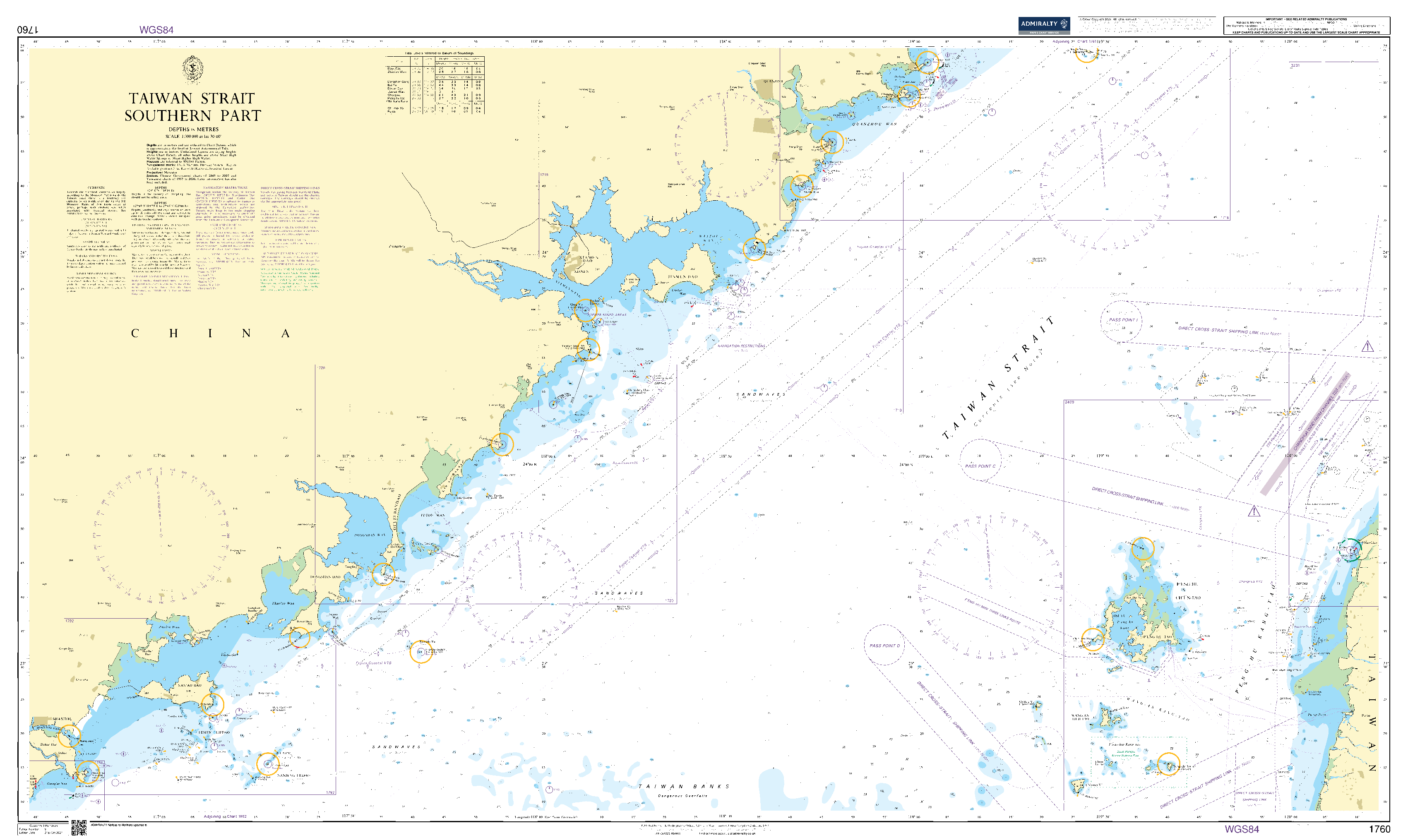 British Admiralty Nautical Chart 1760: Taiwan Strait Southern Part