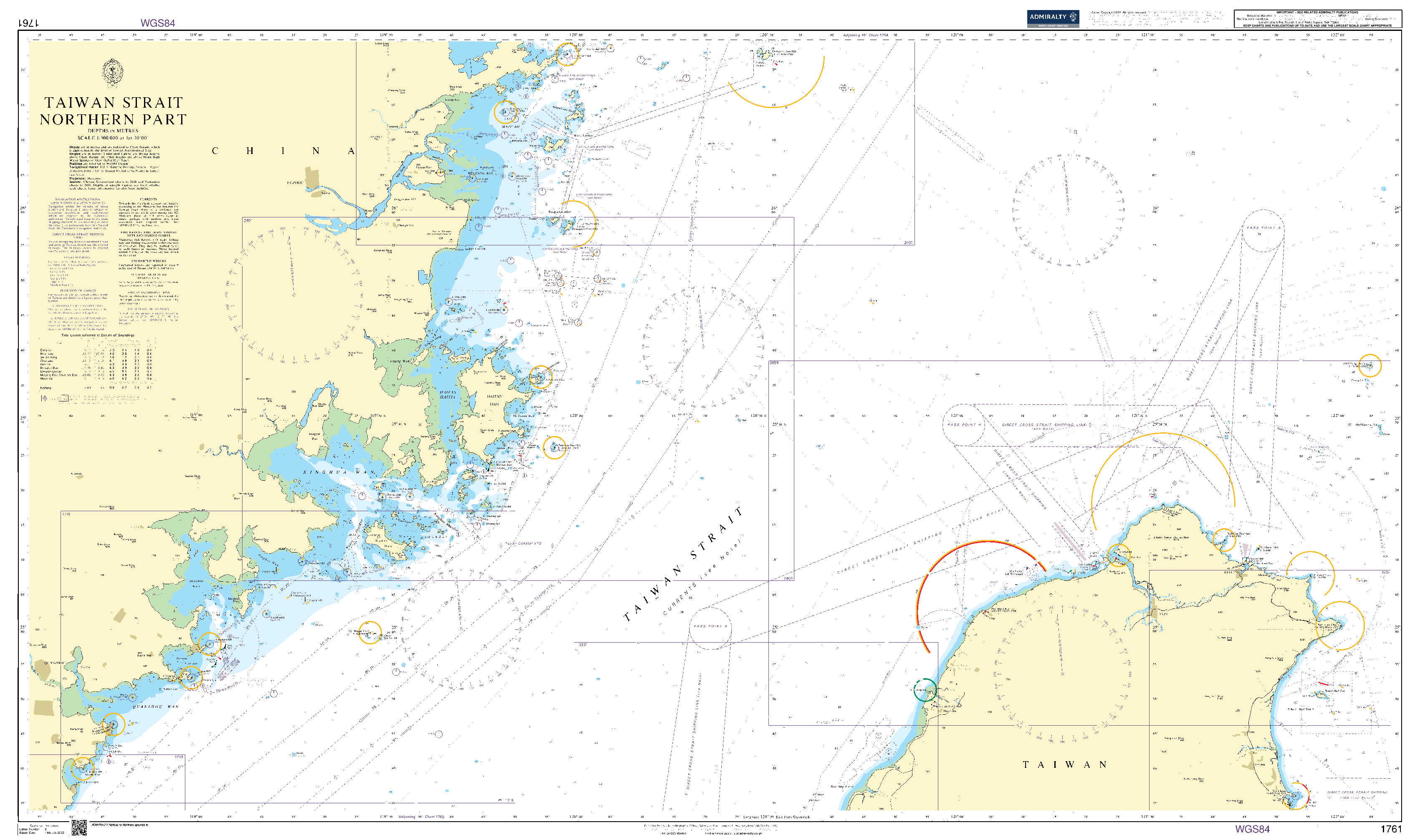 British Admiralty Nautical Chart 1761: Taiwan Strait Northern Part