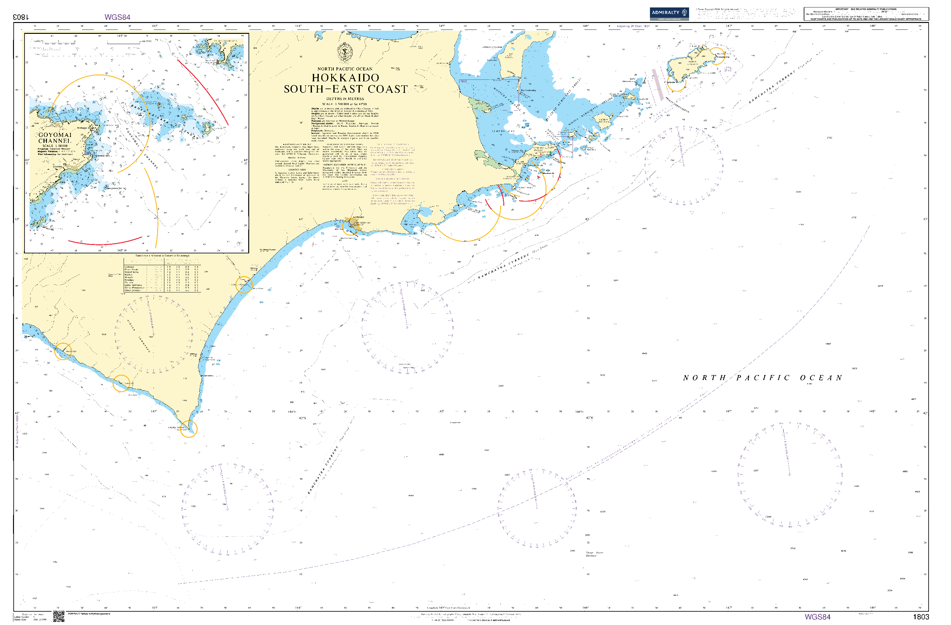 British Admiralty Nautical Chart 1803: Hokkaido - South-East Coast