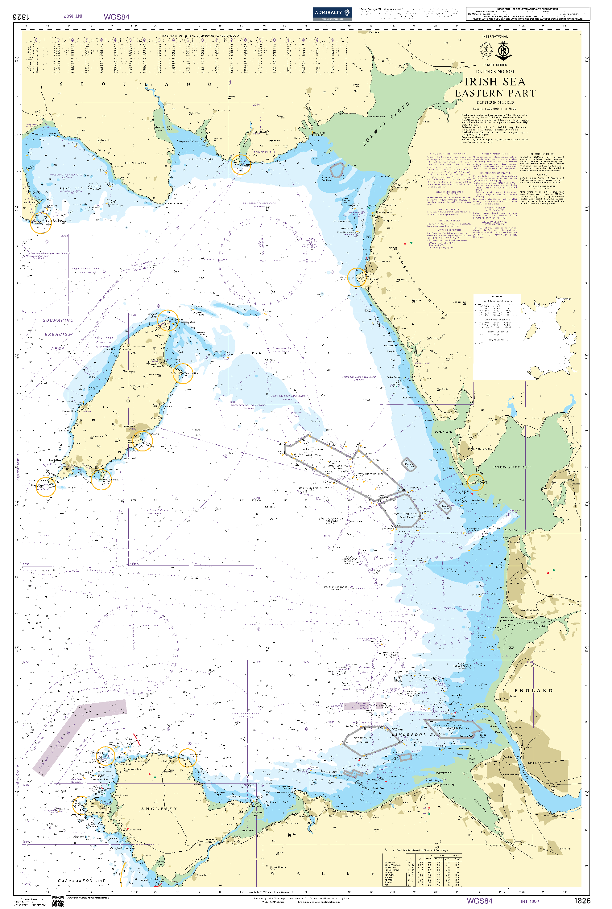 British Admiralty Nautical Chart 1826: Irish Sea Eastern Part