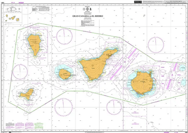 British Admiralty Nautical Chart 1861: Gran Canaria to El Hierro