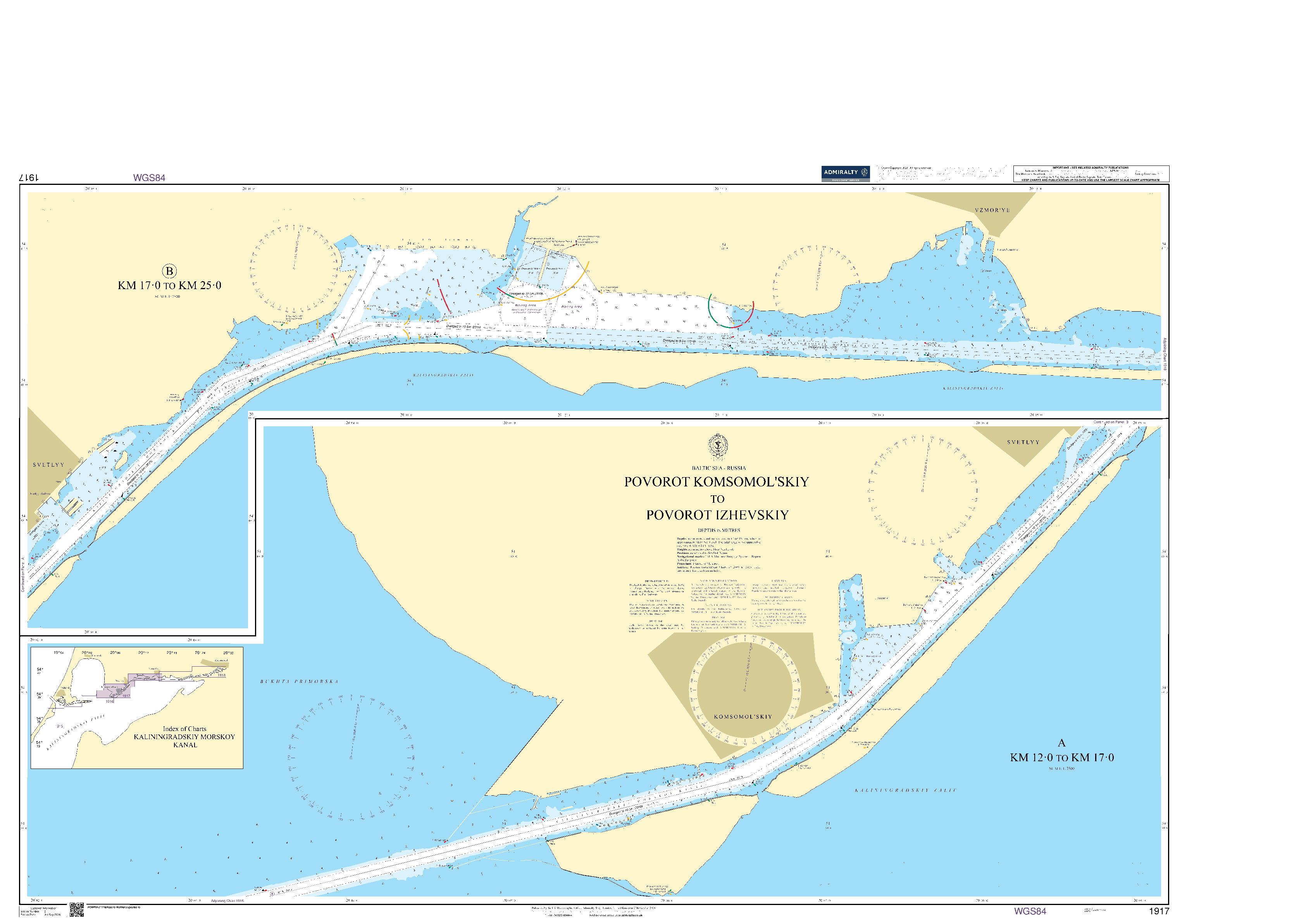 British Admiralty Nautical Chart 1917: Povorot Komsomol'skiy to Povorot Izhevskiy