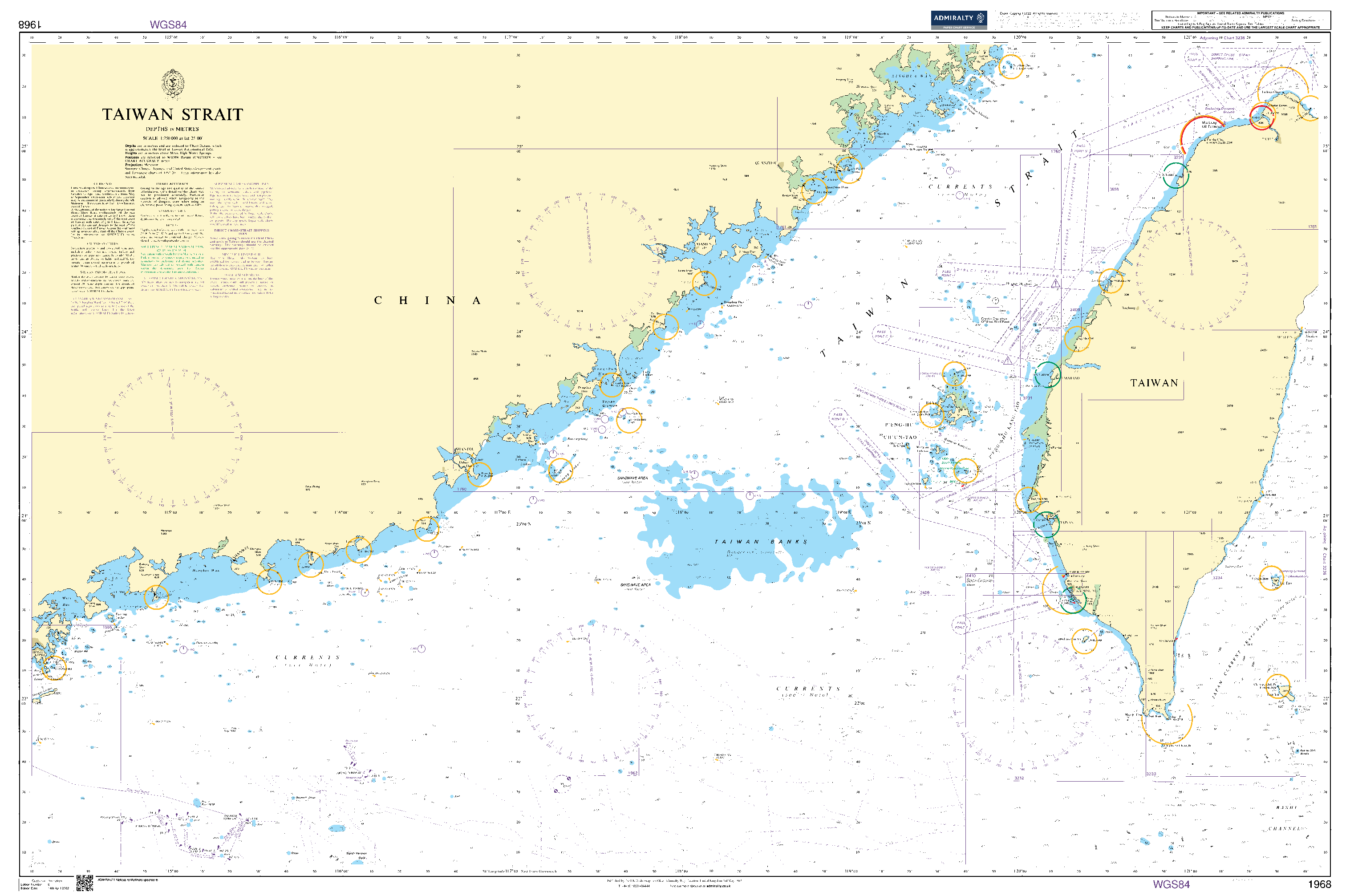 British Admiralty Nautical Chart 1968: Taiwan Strait