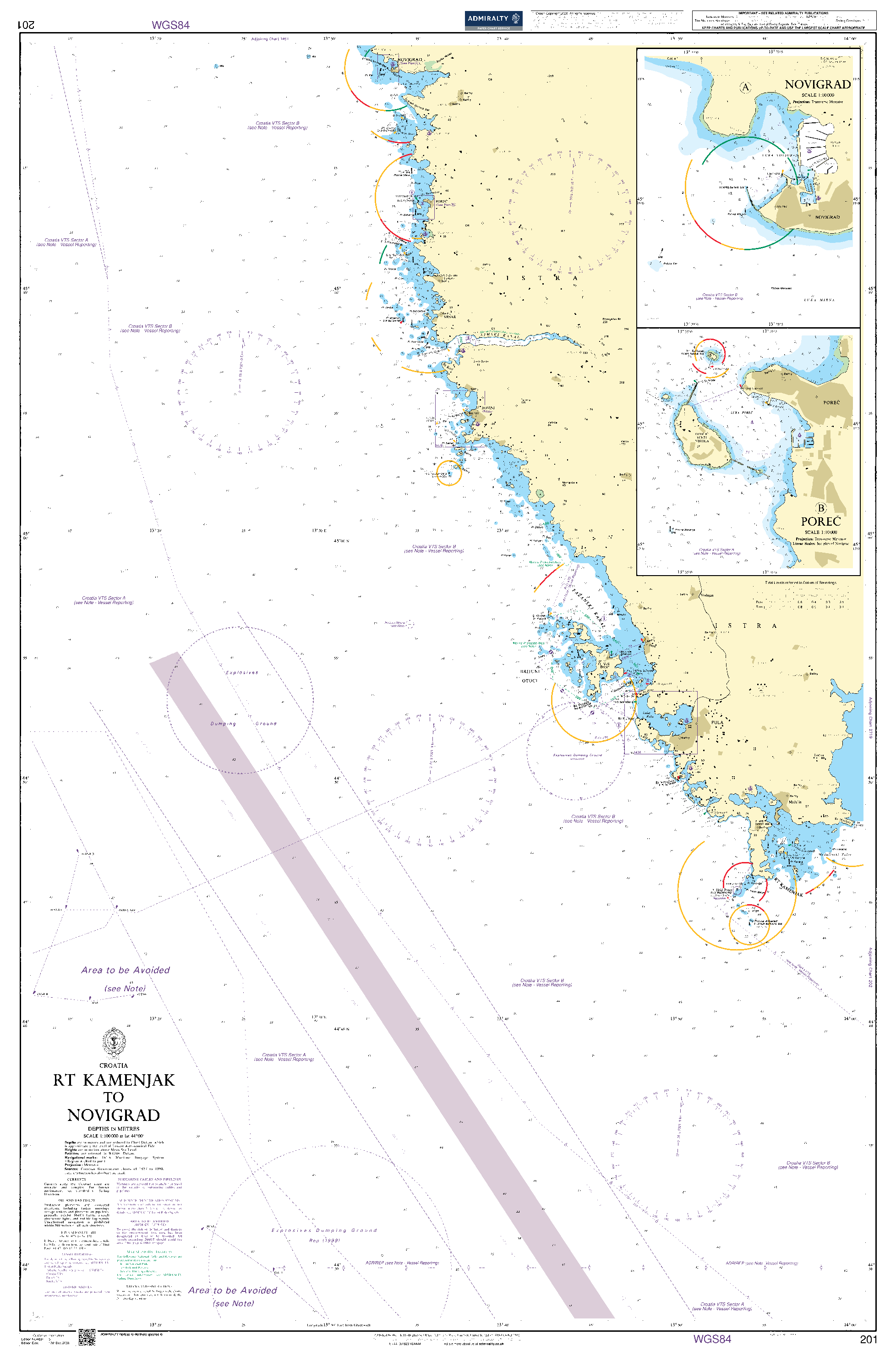 British Admiralty Nautical Chart 201: Croatia, Rt Kamenjak to Novigrad