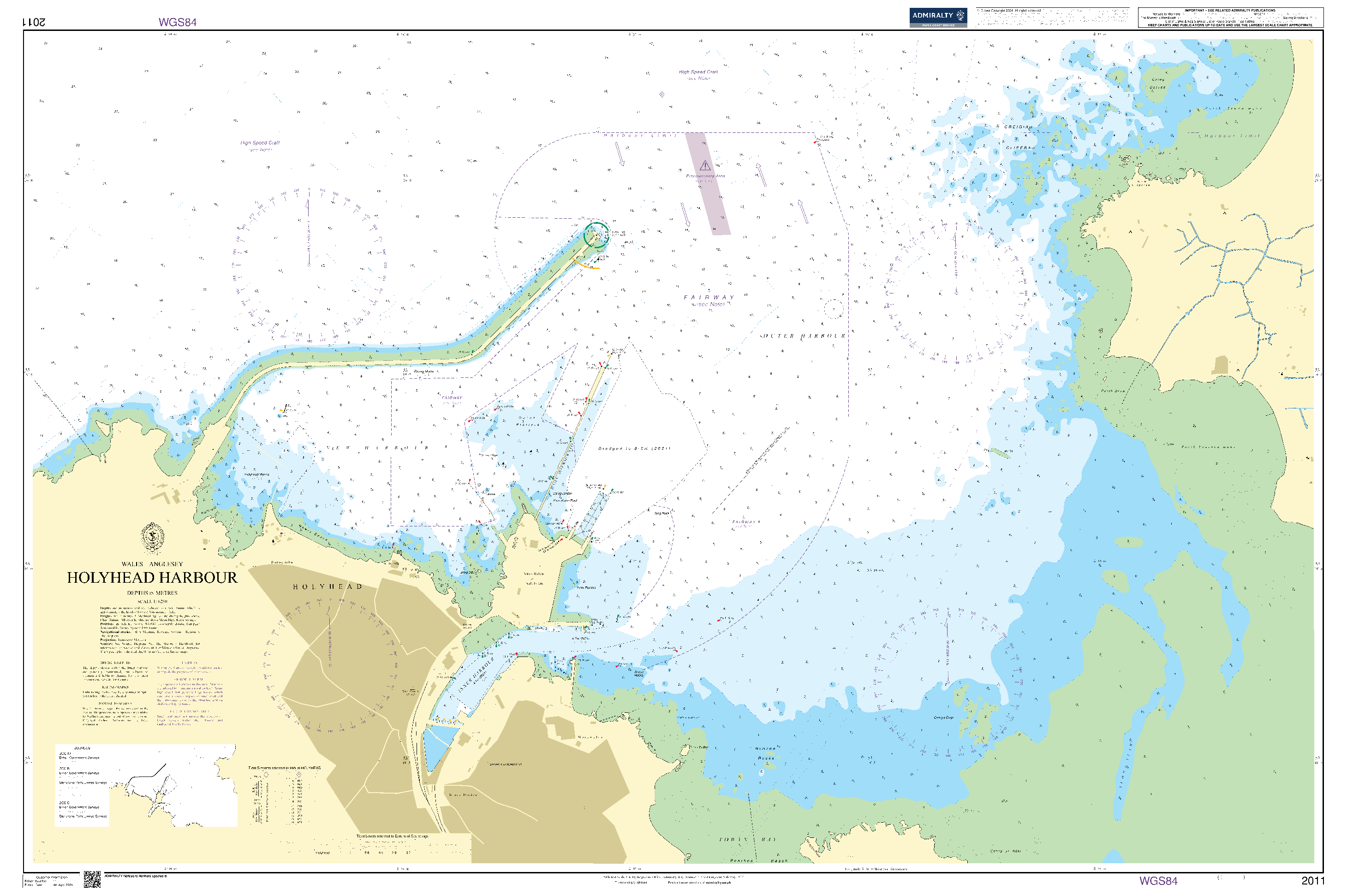 British Admiralty Nautical Chart 2011: Wales – Anglesey, Holyhead Harbour
