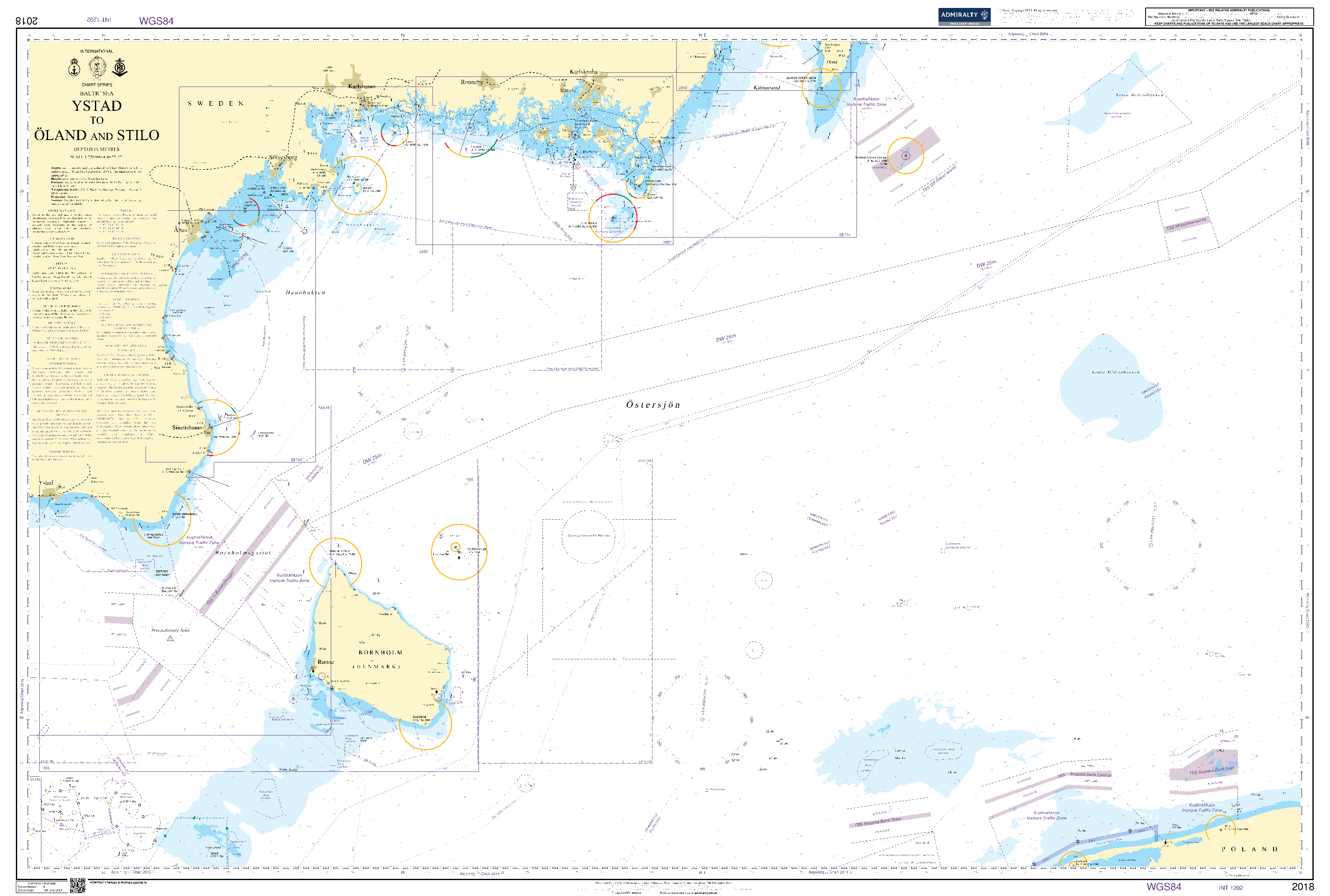 British Admiralty Nautical Chart 2018: Ystad to Oland and Stilo