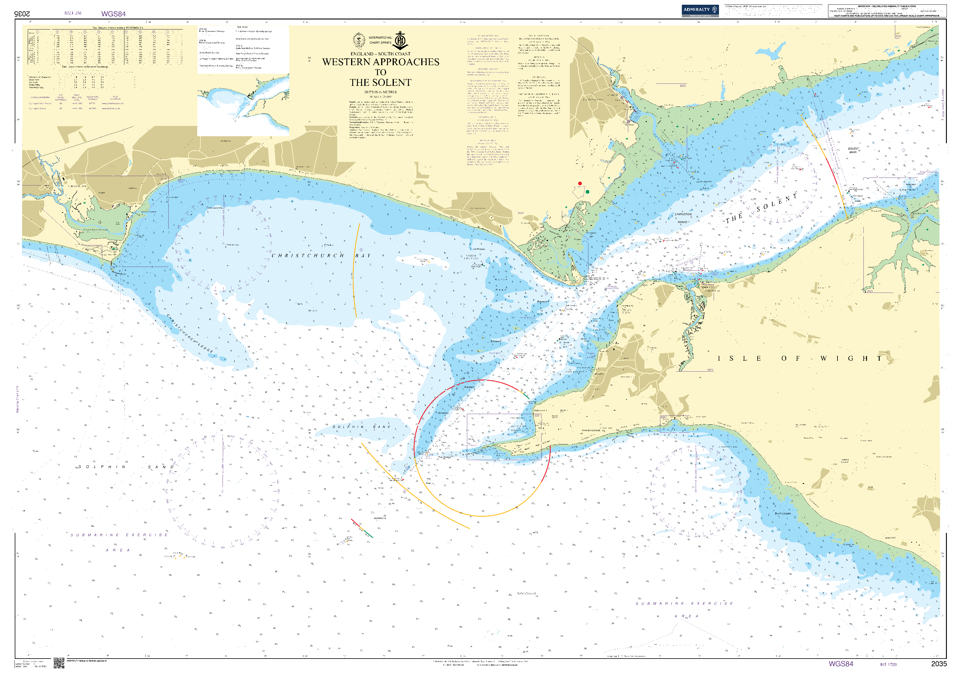 British Admiralty Nautical Chart 2035: Western Approaches to The Solent