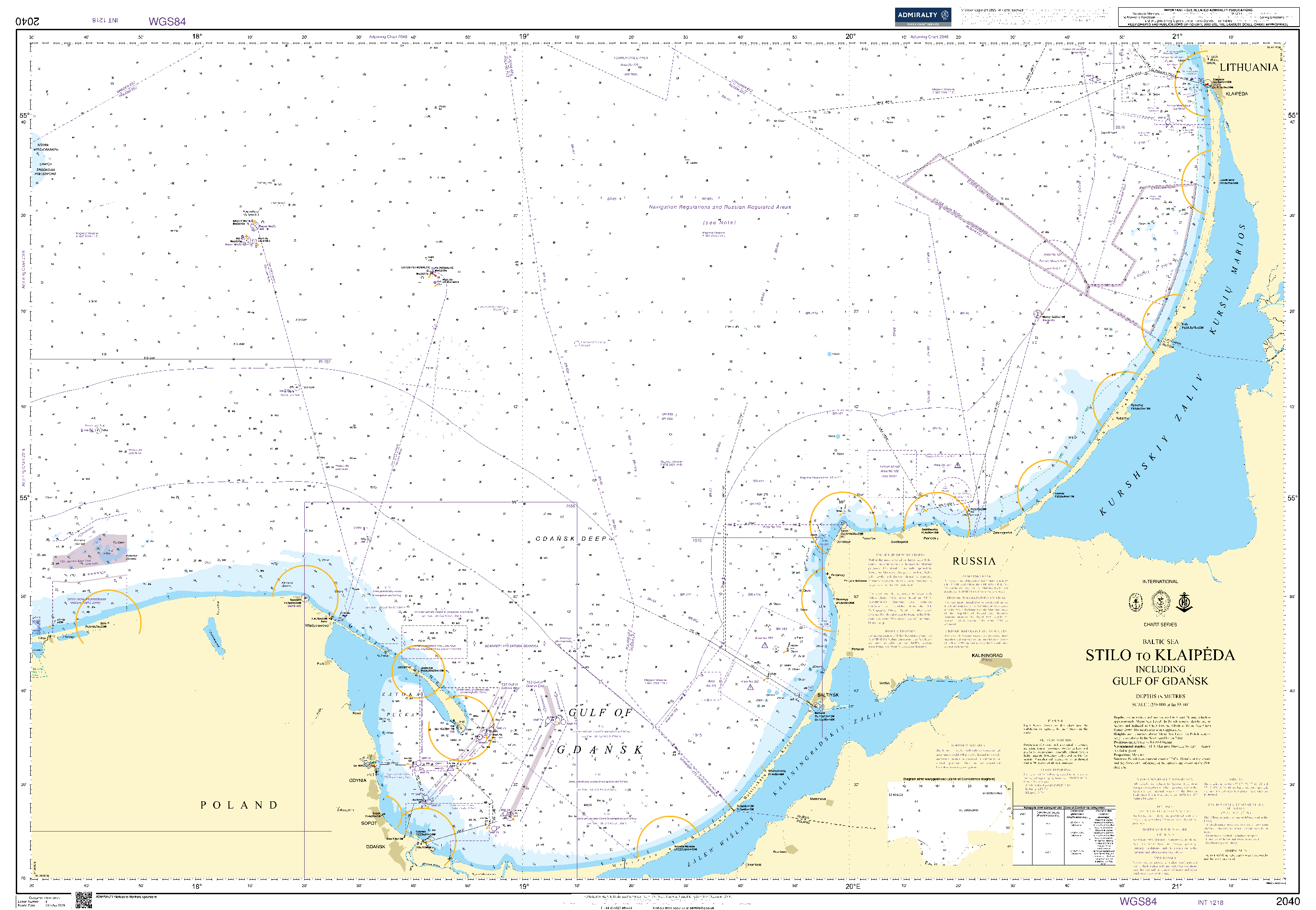 British Admiralty Nautical Chart 2040: Stilo to Klaipeda including Gulf of Gdansk