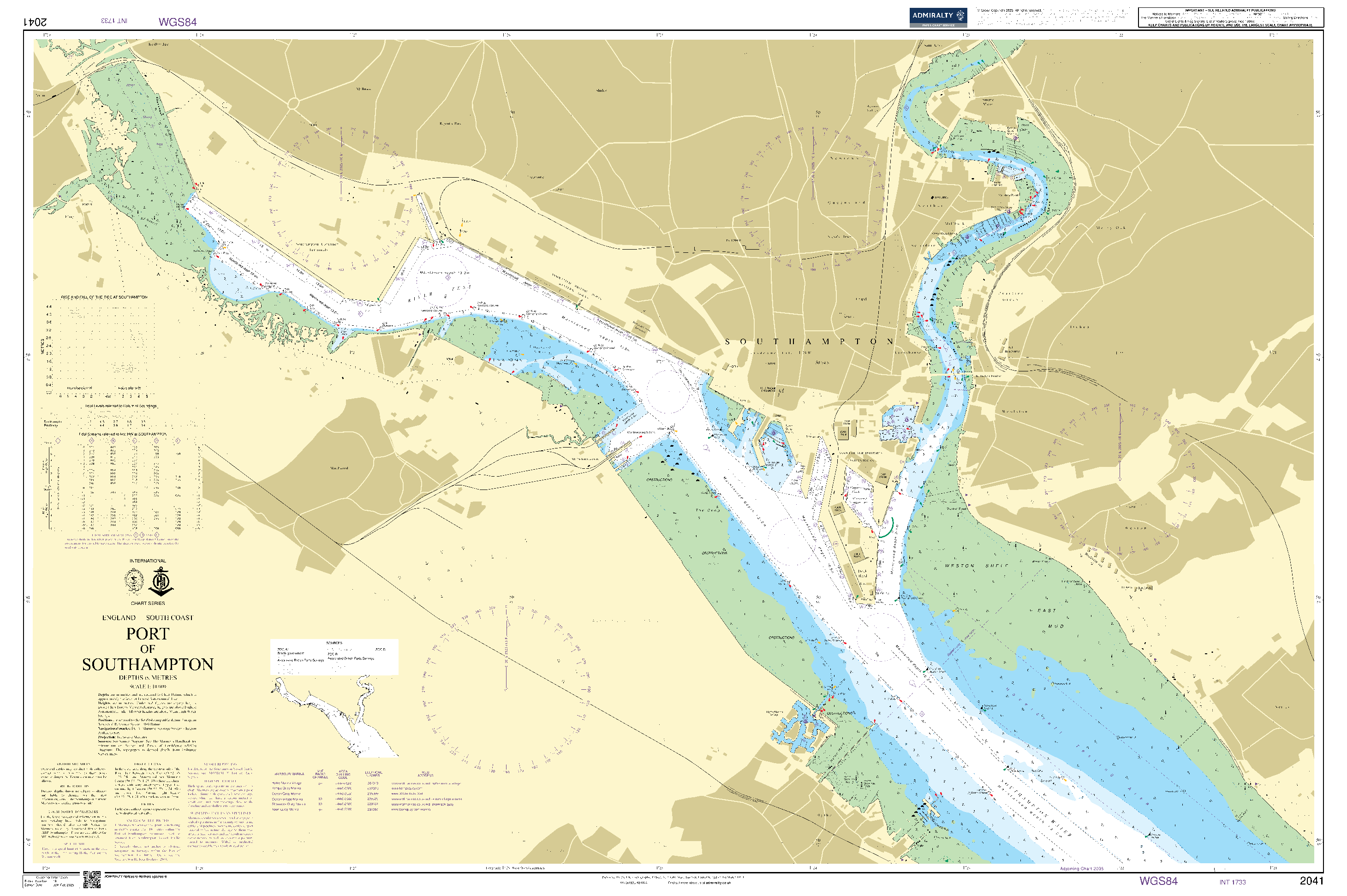 British Admiralty Nautical Chart 2041: England - South Coast, Port of Southampton