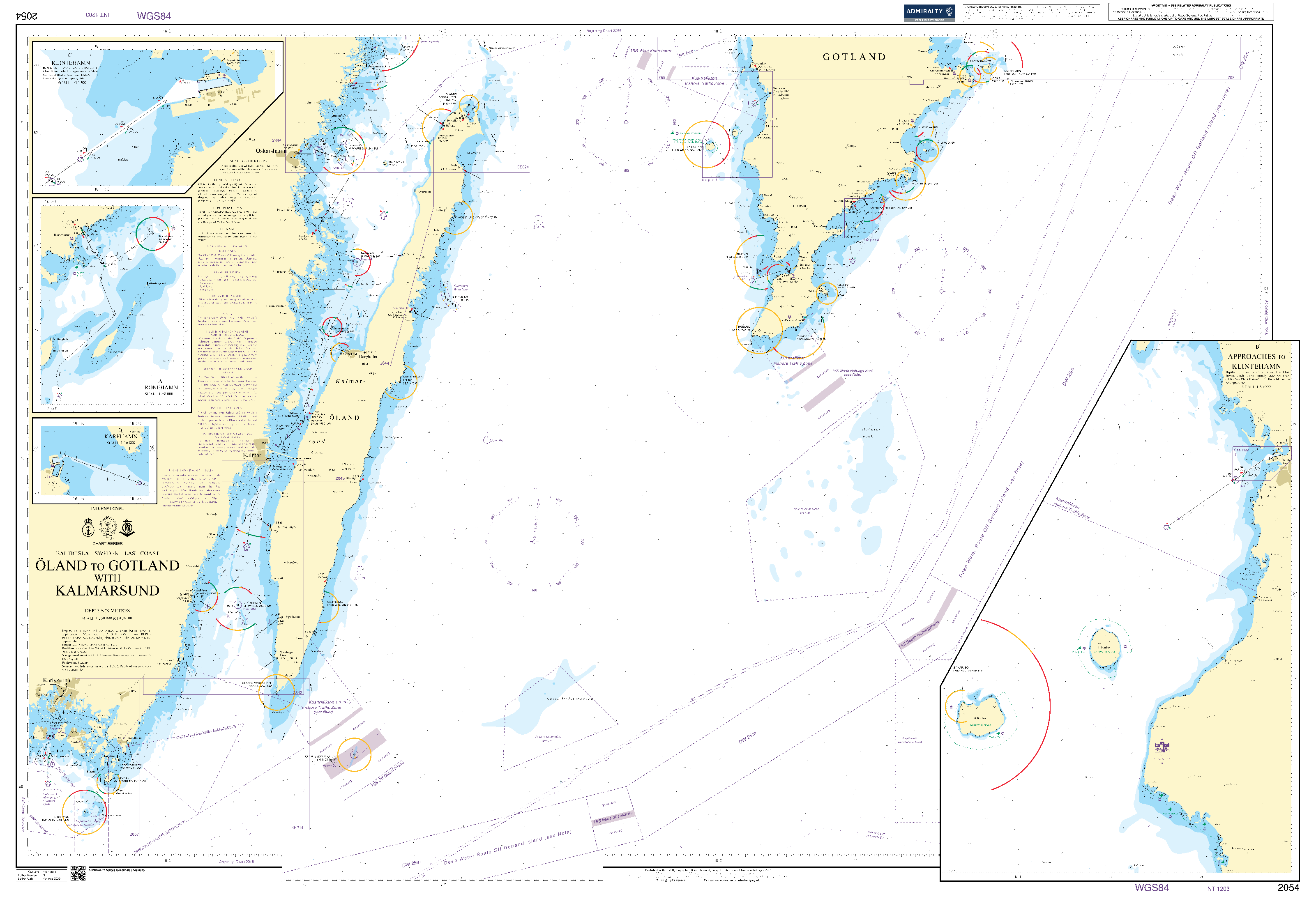 British Admiralty Nautical Chart 2054: Oland to Gotland with Kalmarsund