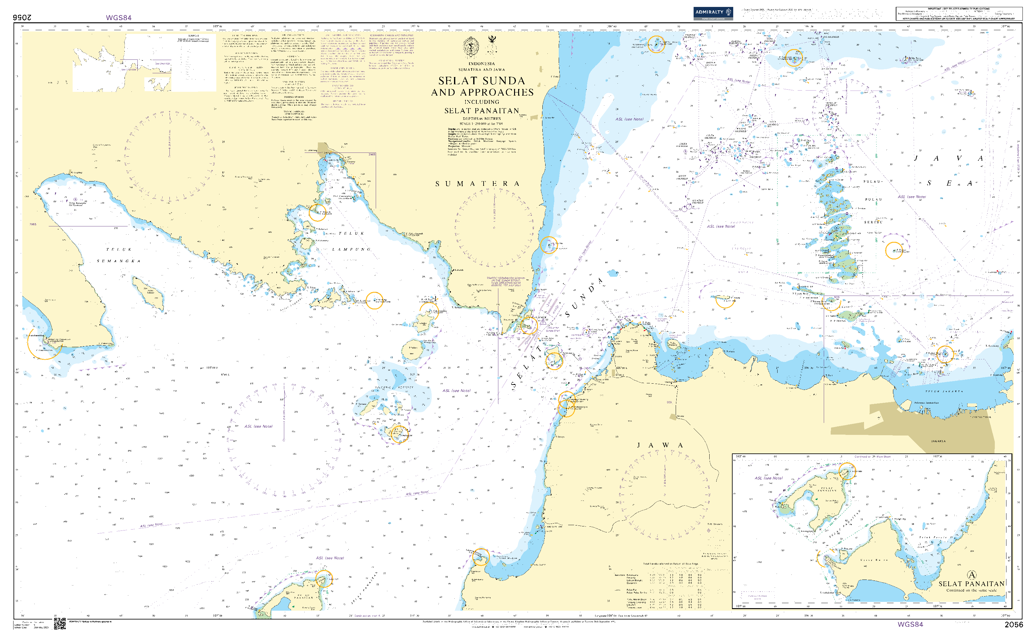 British Admiralty Nautical Chart 2056: Indonesia - Sumatera and Jawa, Selat Sunda and Approaches including Selat Panaitan