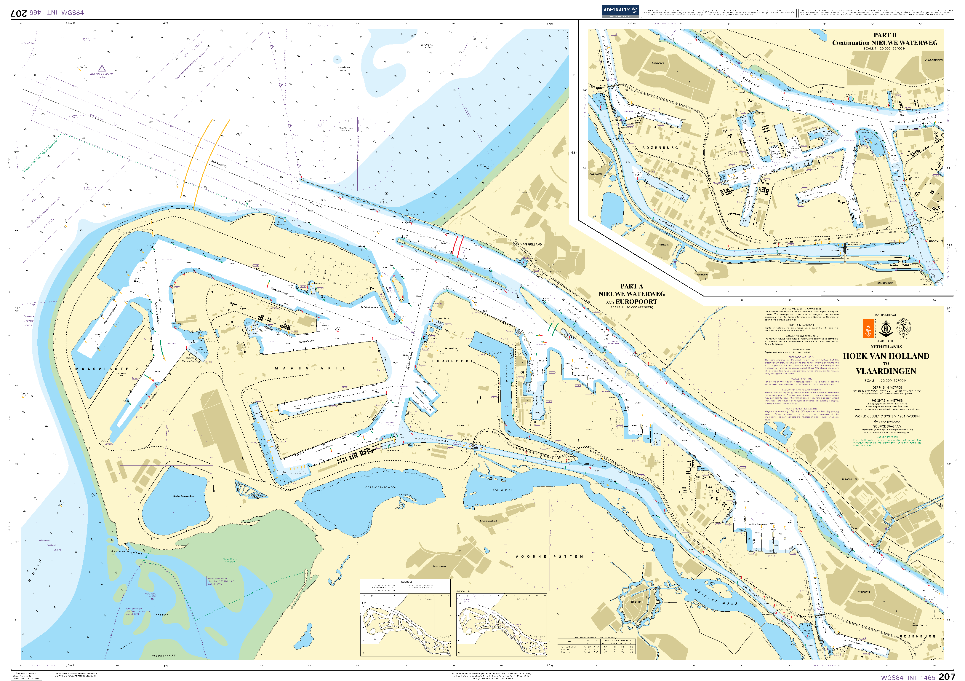 British Admiralty Nautical Chart 207: Netherlands, Hoek Van Holland to Vlaardingen