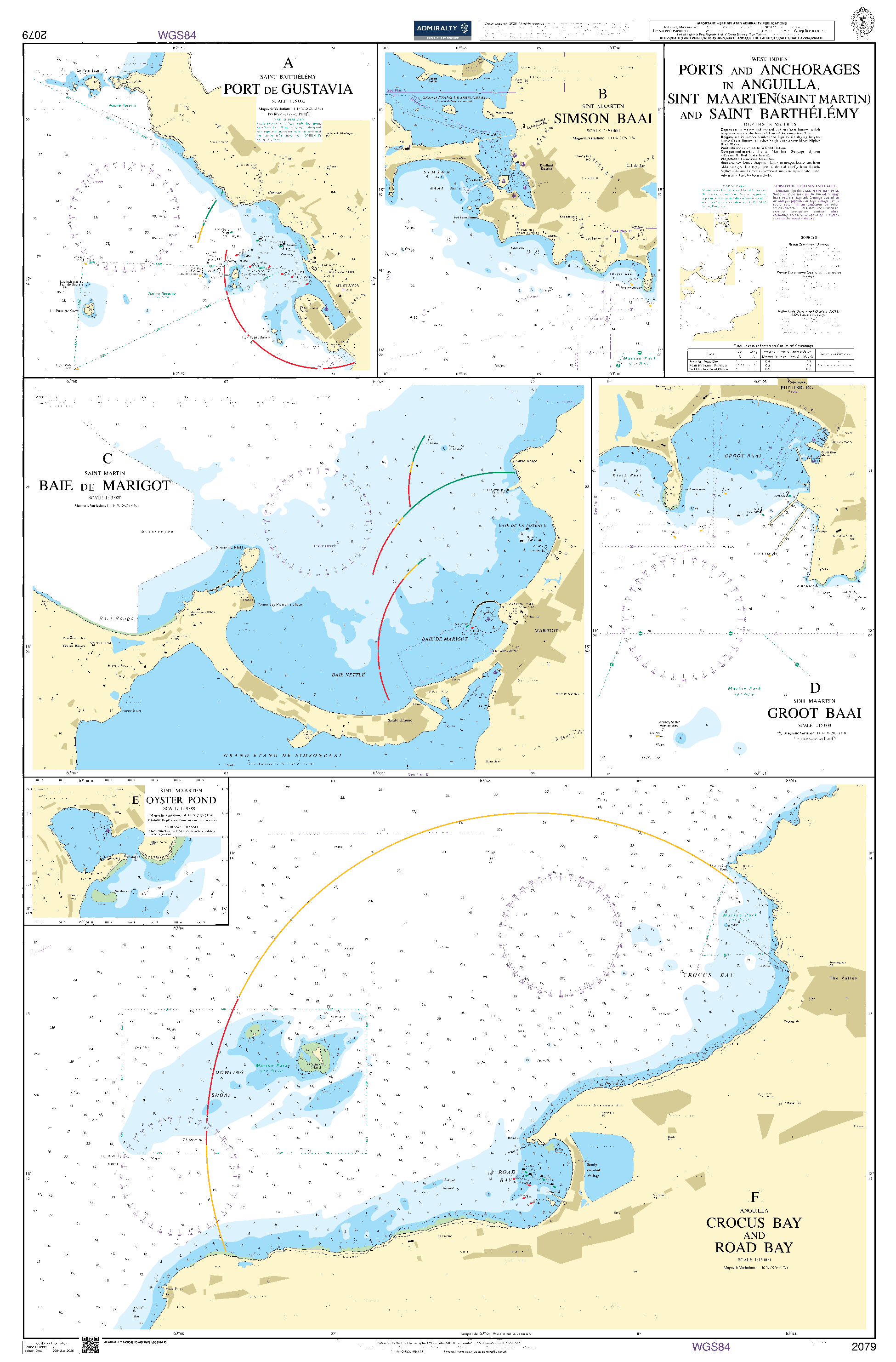 British Admiralty Nautical Chart 2079: West Indies, Ports and Anchorages in Anguilla, Sint Maarten (Saint Martin) and Saint Barthélémy