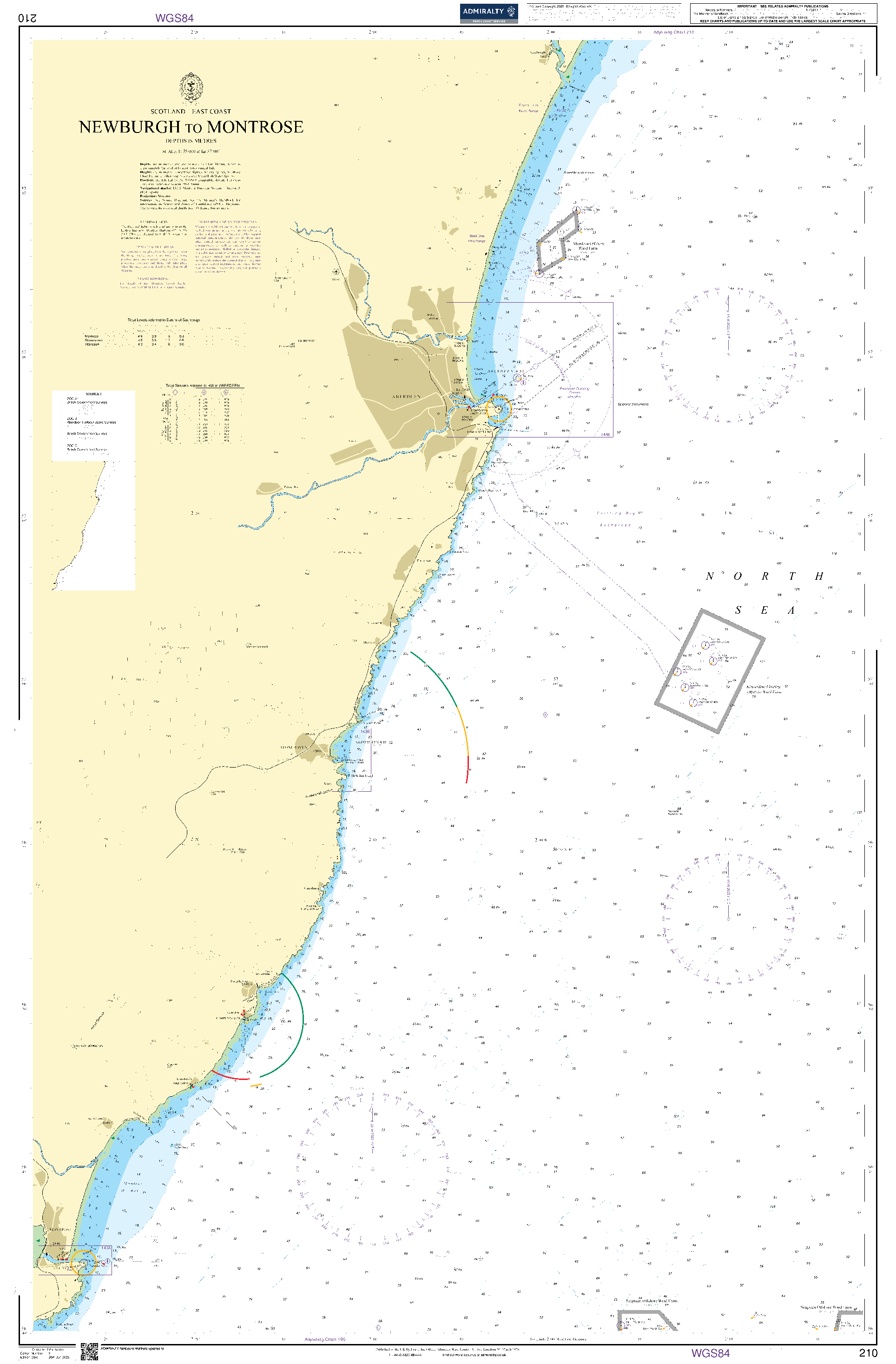 British Admiralty Nautical Chart 210: Scotland – East Coast, Newburgh to Montrose