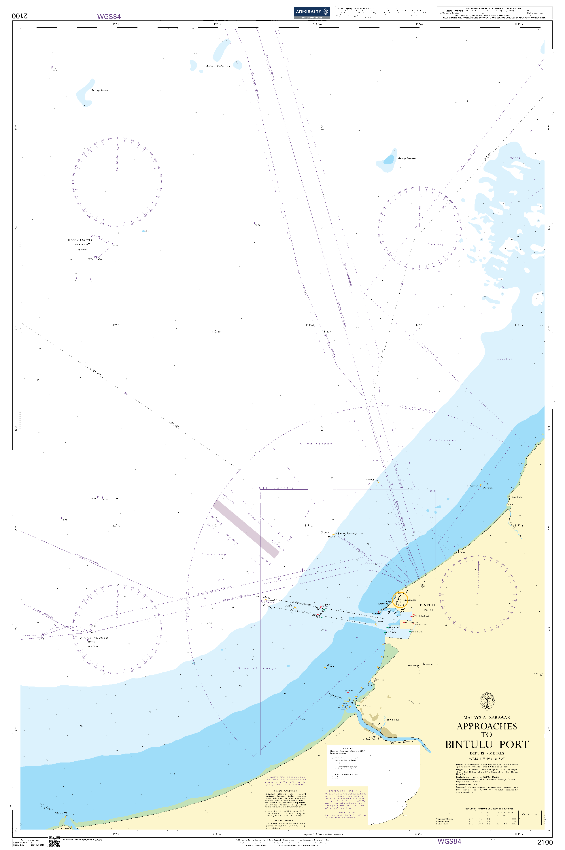 British Admiralty Nautical Chart 2100: Approaches to Bintulu Port