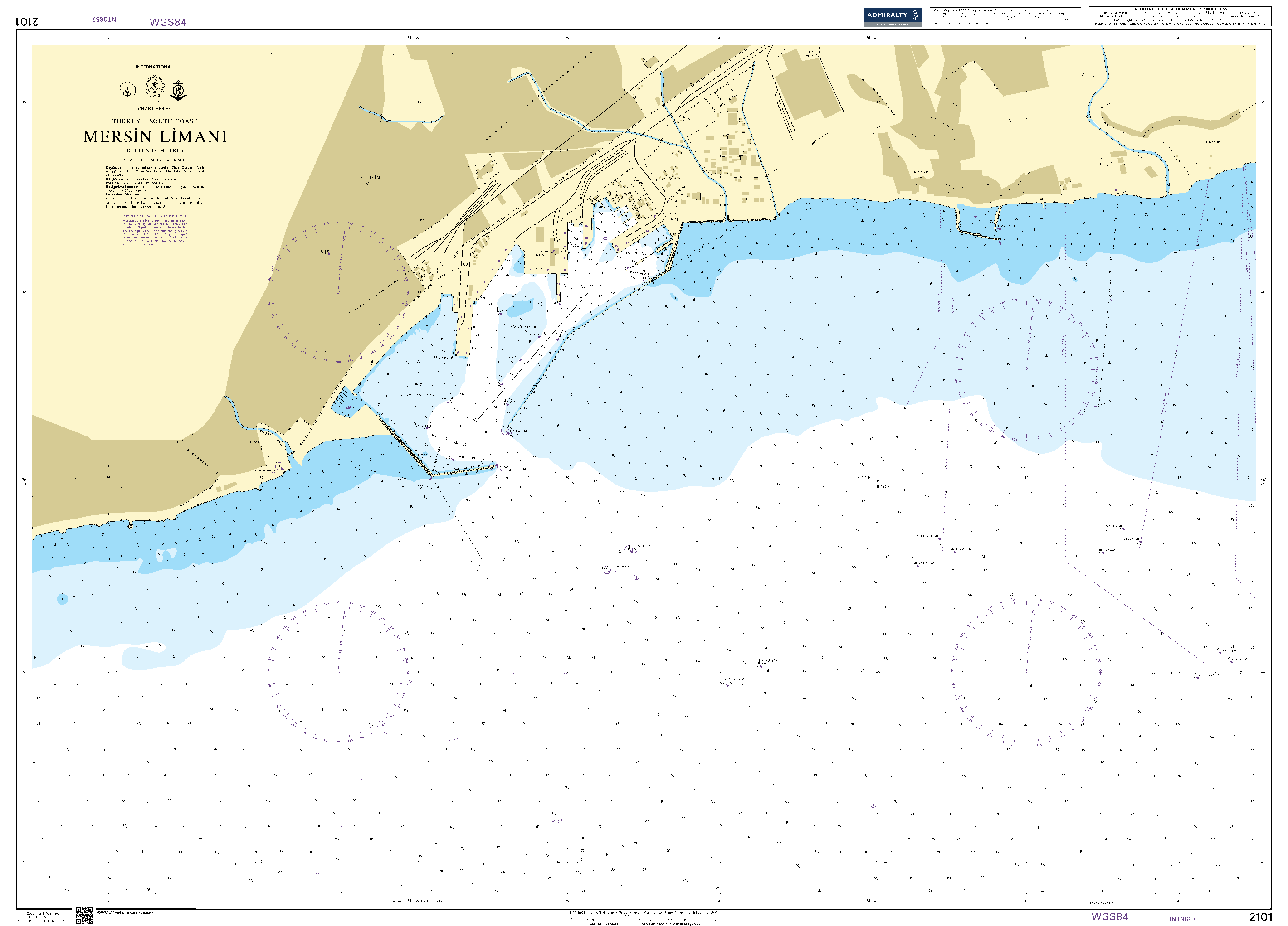 British Admiralty Nautical Chart 2101: Mersin Limani