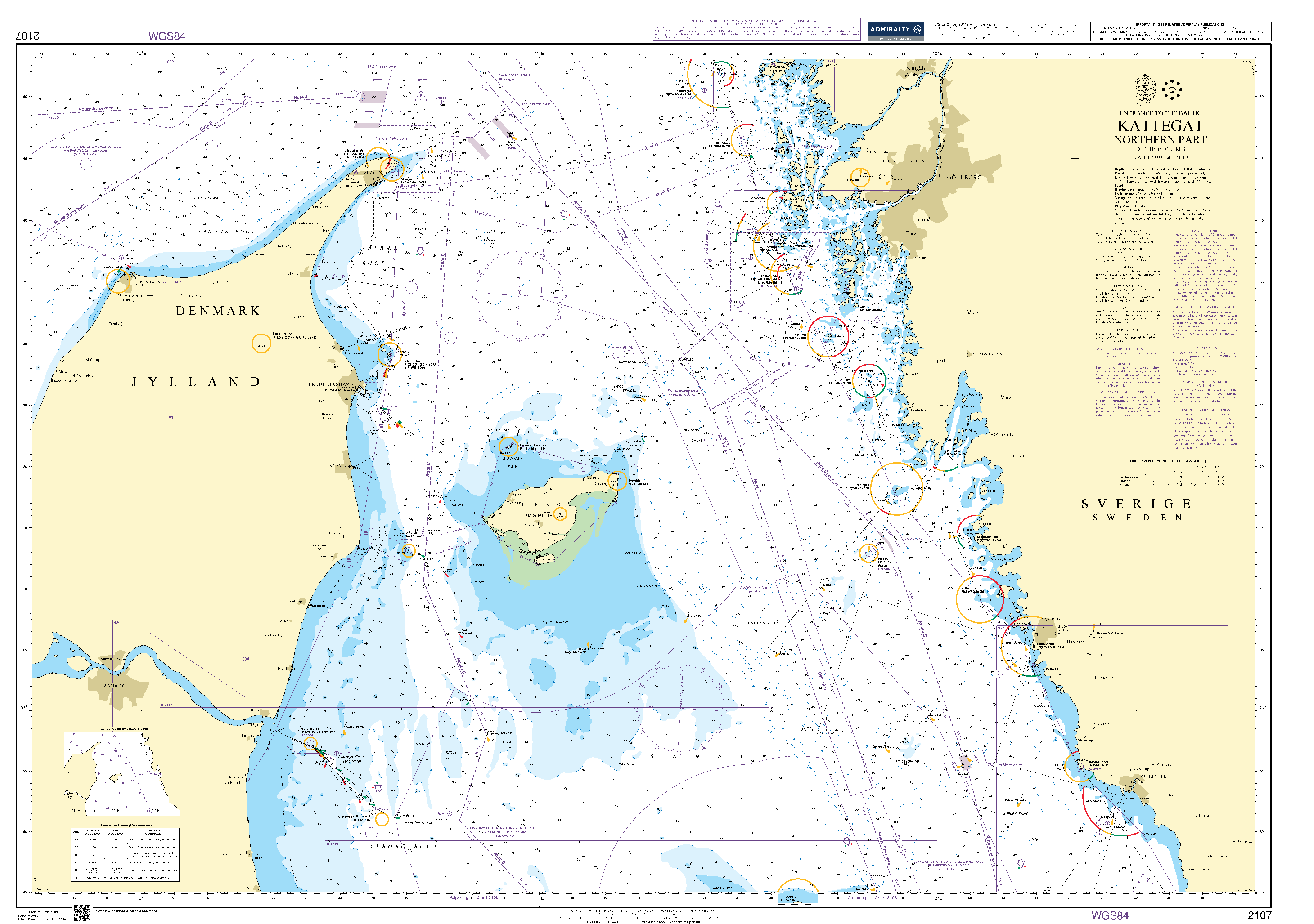 British Admiralty Nautical Chart 2107: Entrance to the Baltic, Kattegat, Northern Part