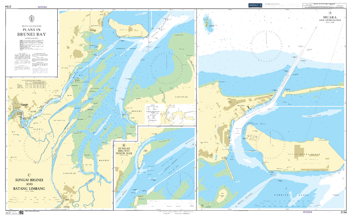British Admiralty Nautical Chart 2134: Plans in Brunei Bay - Amnautical