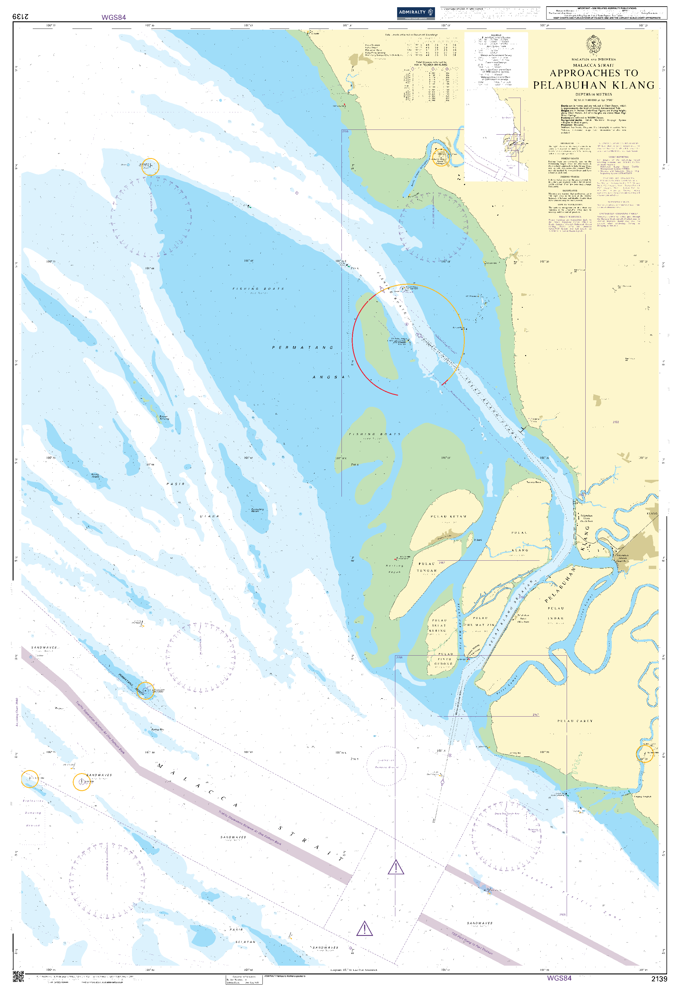 British Admiralty Nautical Chart 2139: Approaches to Pelabuhan Klang