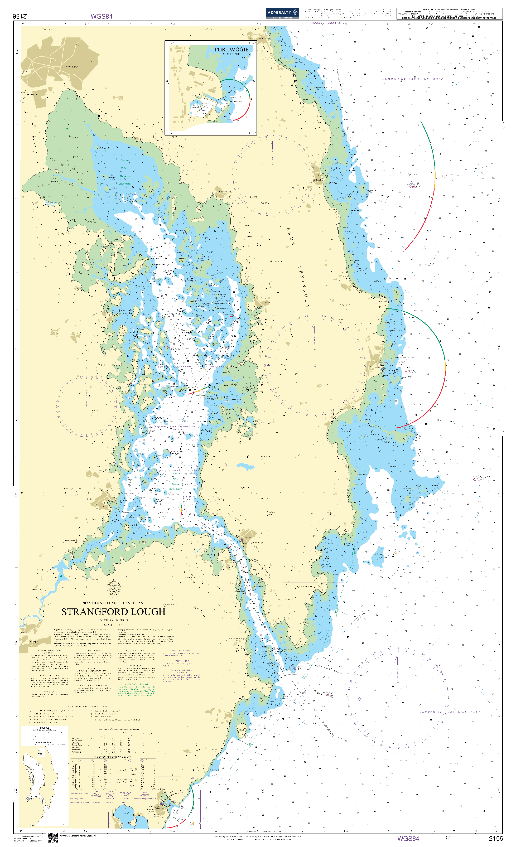 British Admiralty Nautical Chart 2156: Northern Ireland - East Coast, Strangford Lough. Portavogie